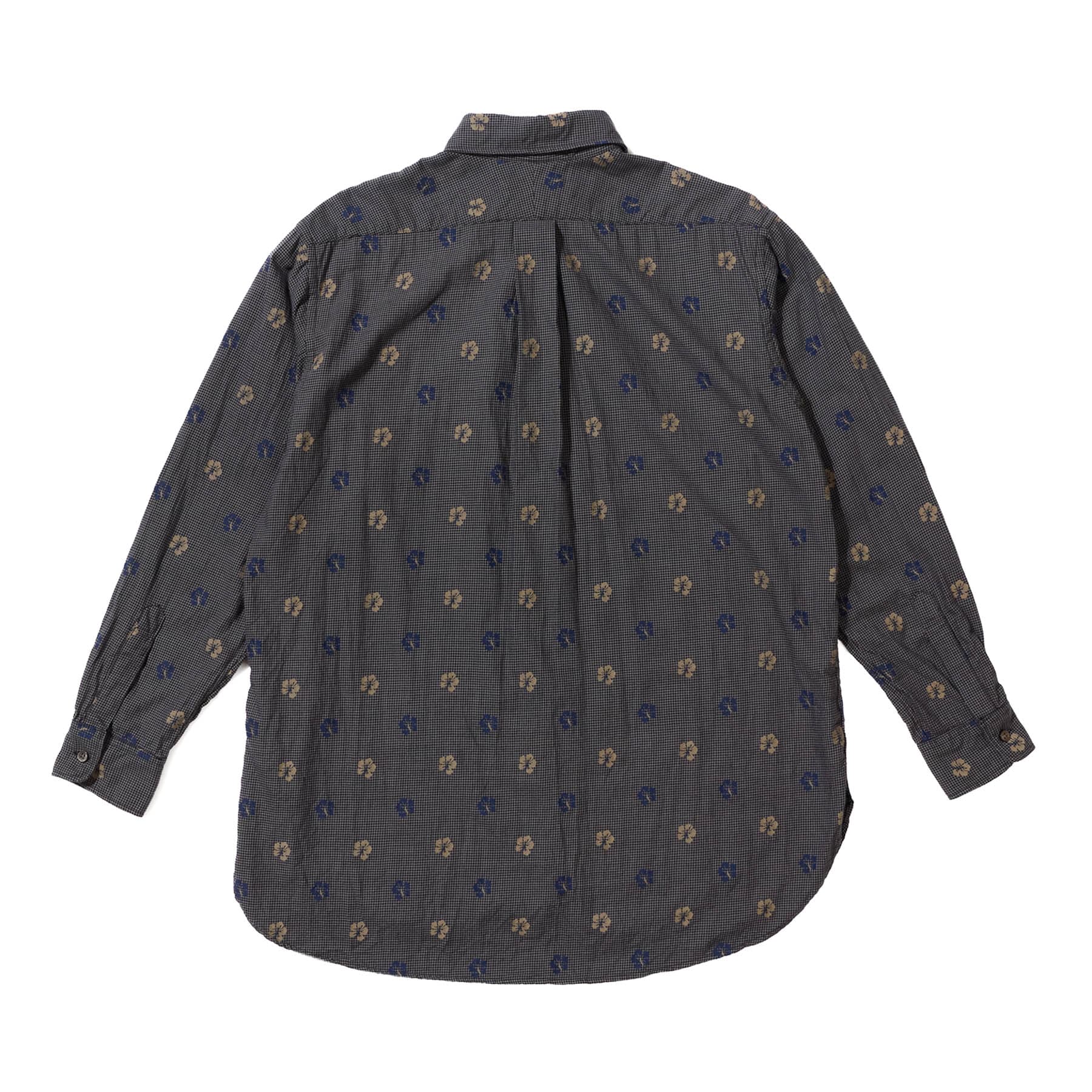 19 Century Shirt - Charcoal Cotton Floral Houndstooth