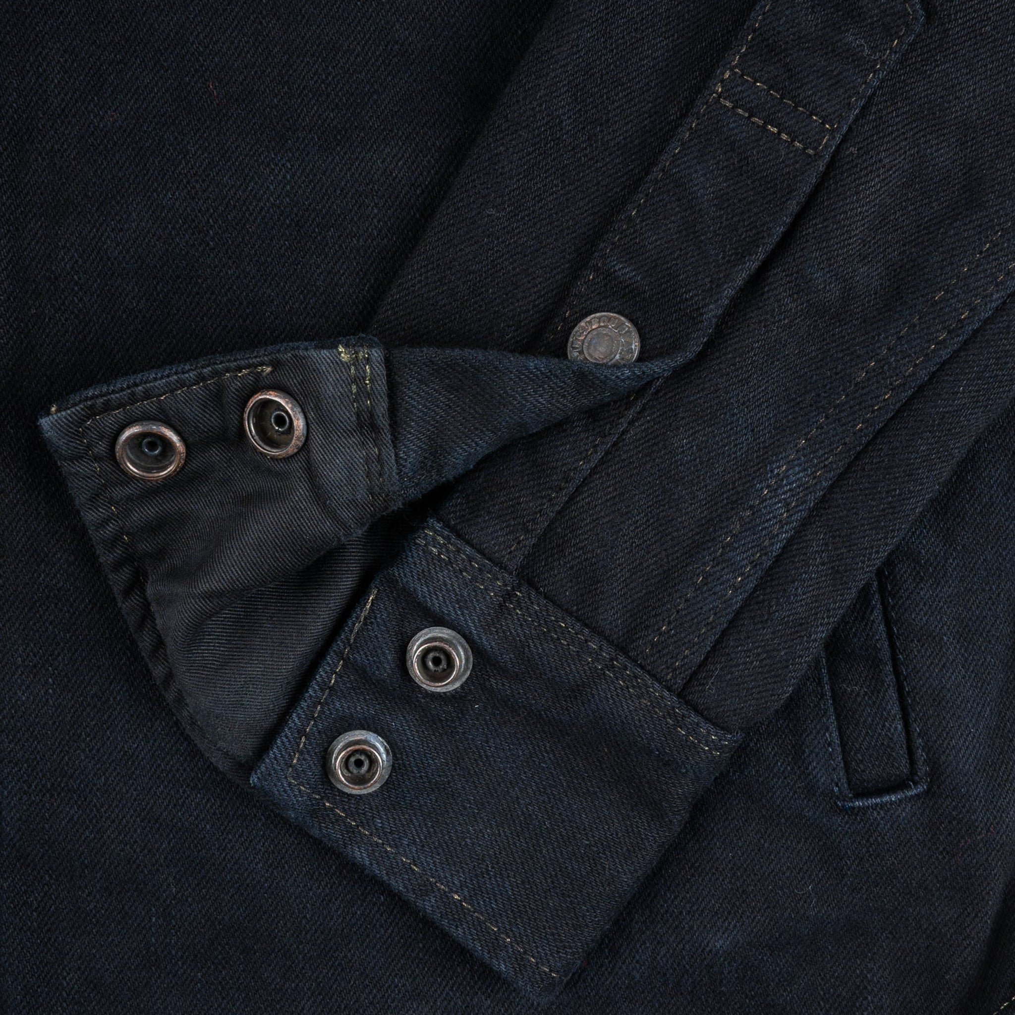 IHSH-293-OD 18oz Vintage Selvedge Denim CPO Shirt - Indigo Overdyed Black