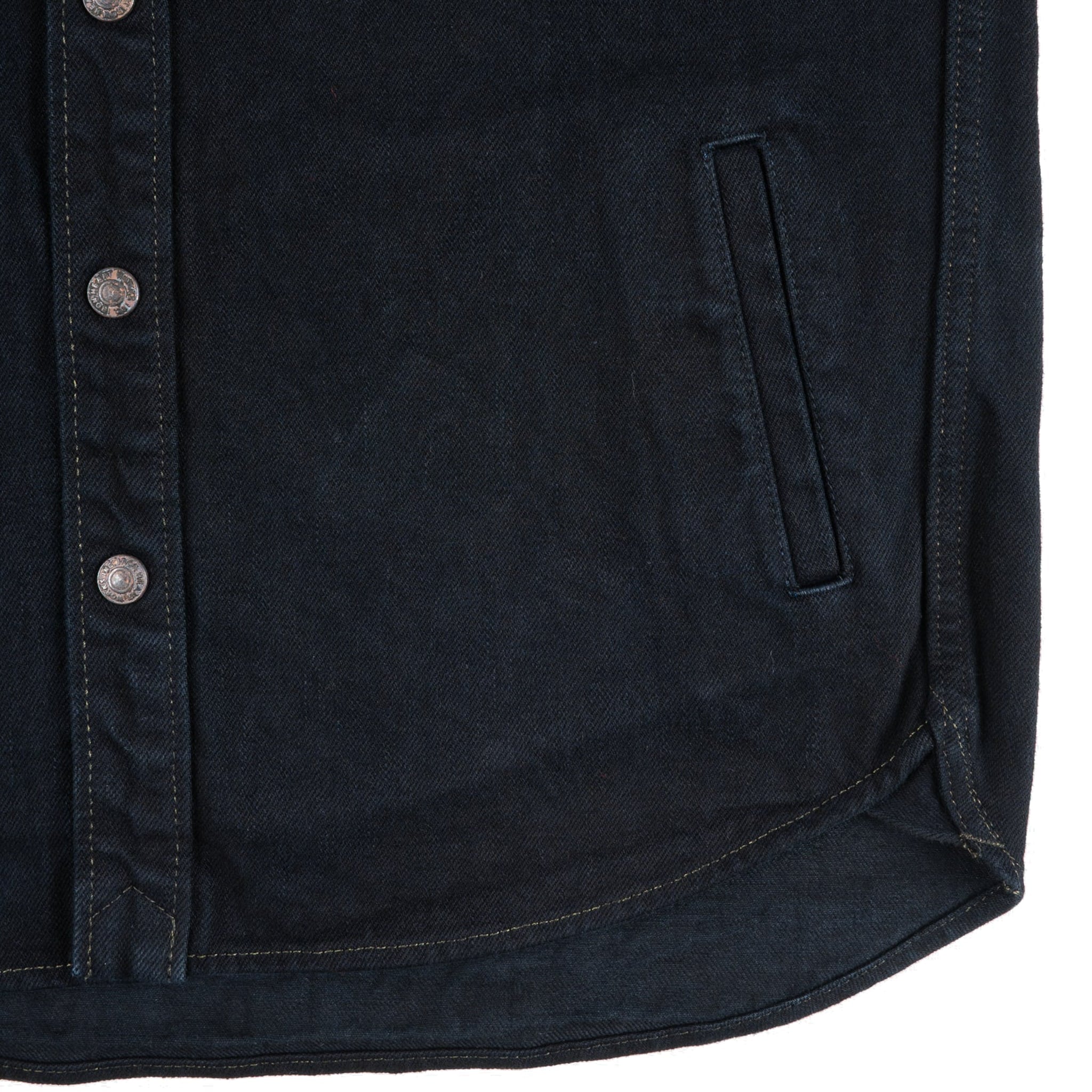 IHSH-293-OD 18oz Vintage Selvedge Denim CPO Shirt - Indigo Overdyed Black