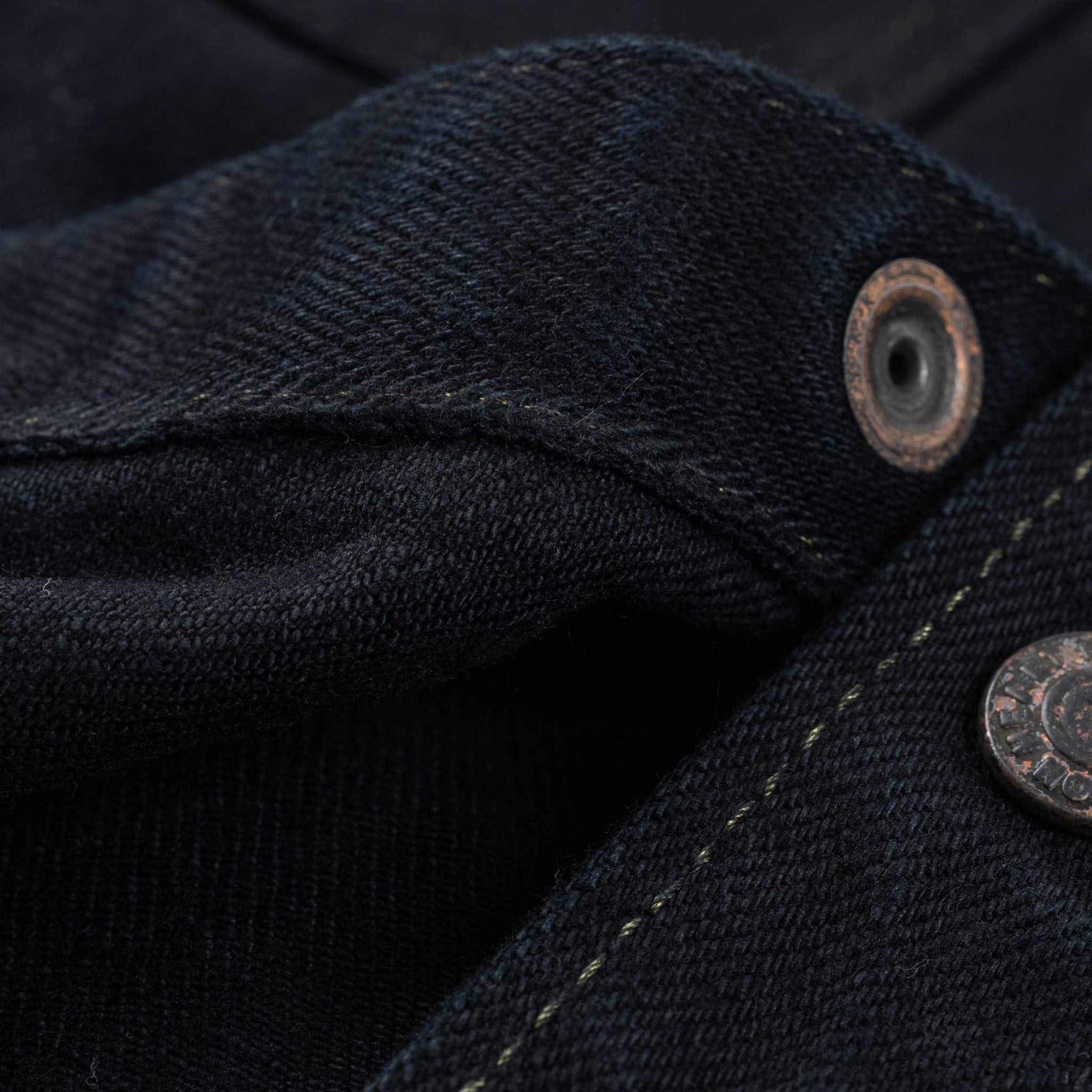 IHSH-293-OD 18oz Vintage Selvedge Denim CPO Shirt - Indigo Overdyed Black