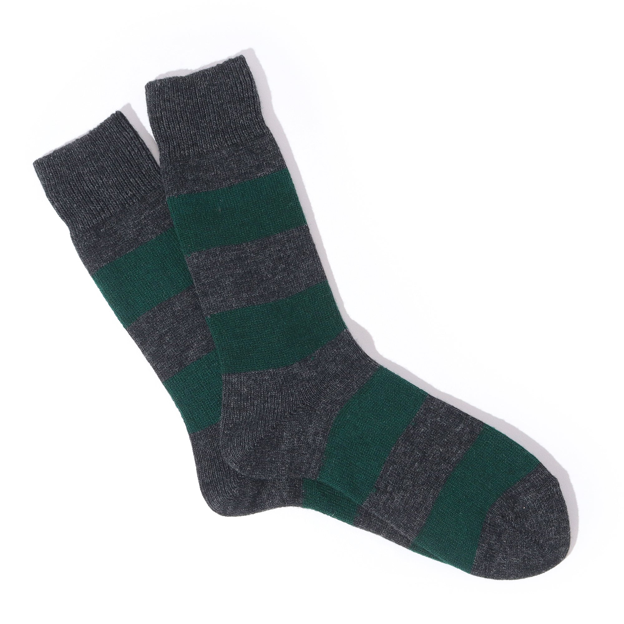 Wool Cashmere Stripes Crew - Grey Melange