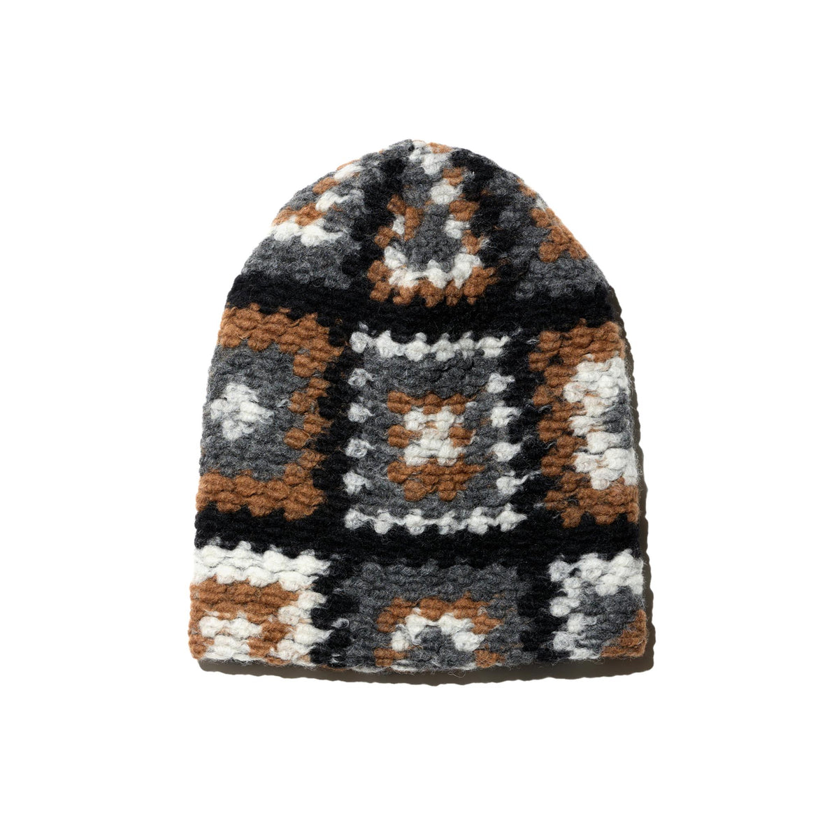 Beanie - White/Black Wool Poly Chenille