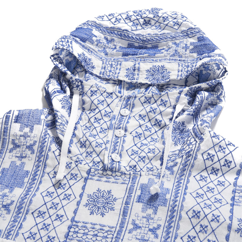 Engineered Garments Cagoule Shirt Blue/White CP Embroidery Collar Detail