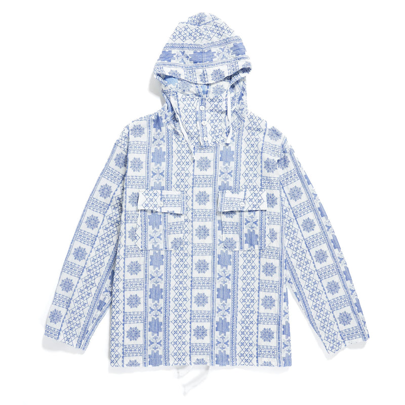 Engineered Garments Cagoule Shirt Blue/White CP Embroidery Front