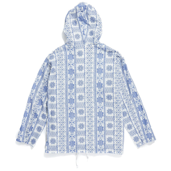 Engineered Garments Cagoule Shirt Blue/White CP Embroidery Rear