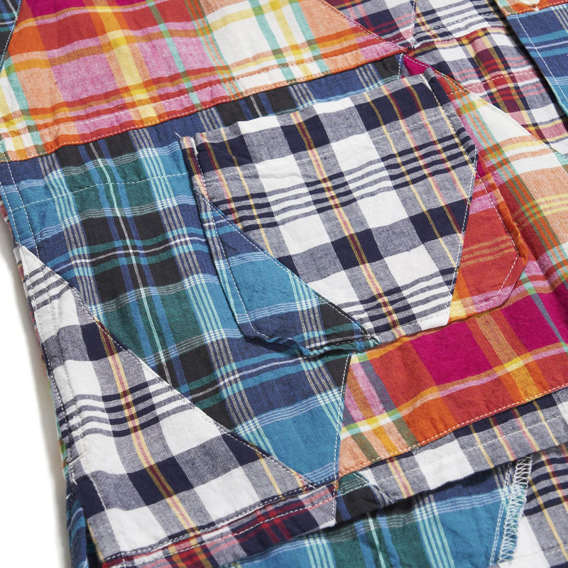 Engineered Garments Camp Shirt Multi Color Triangle Patchwork Madras Hem Detail