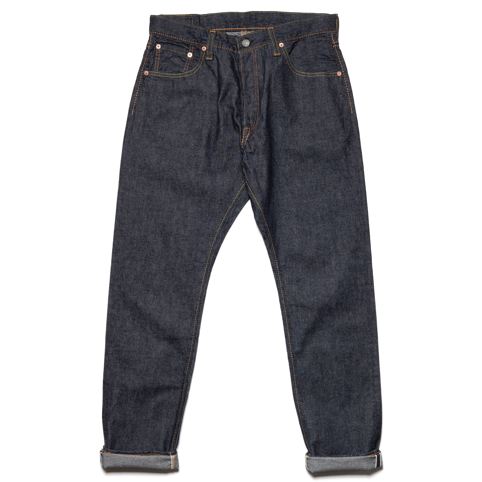 1182-019 10oz Selvedge Denim Relaxed Tapered - Indigo x Natural White
