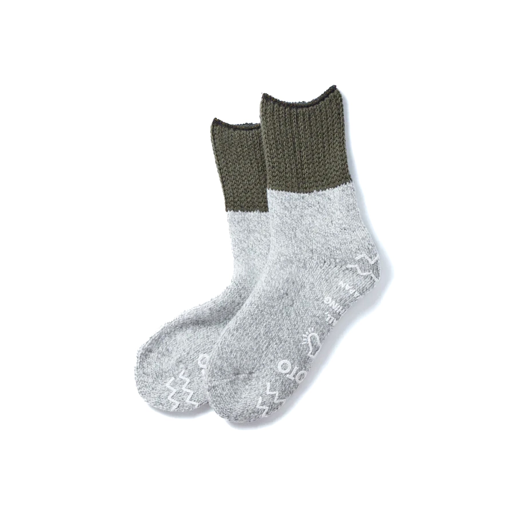 Retro Winter Room Socks - Olive/Gray