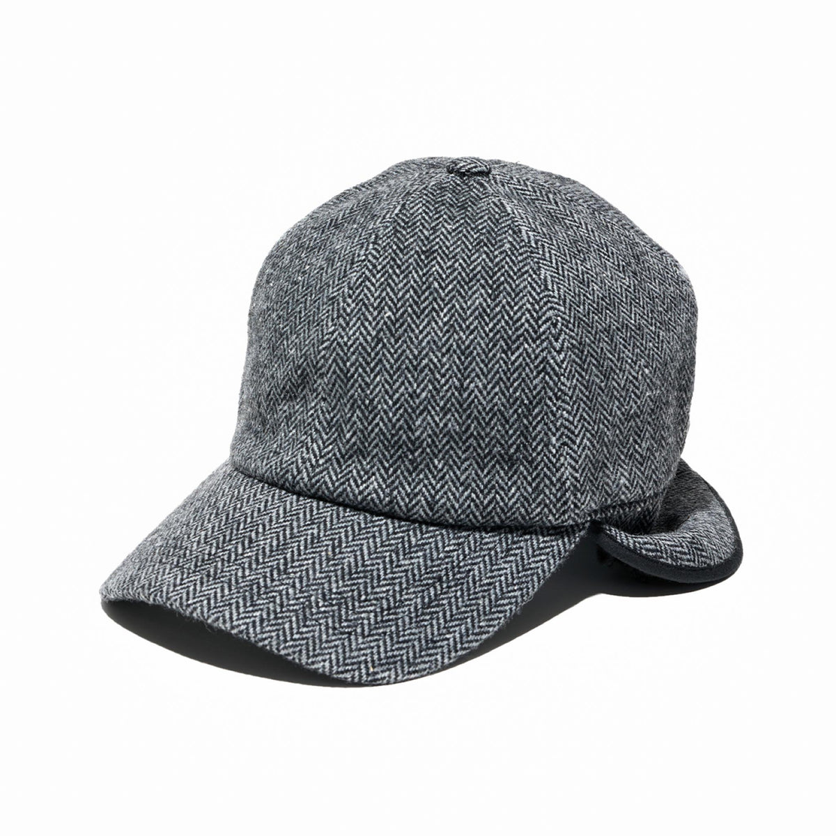 Hunting Cap - Grey Poly Wool Herringbone