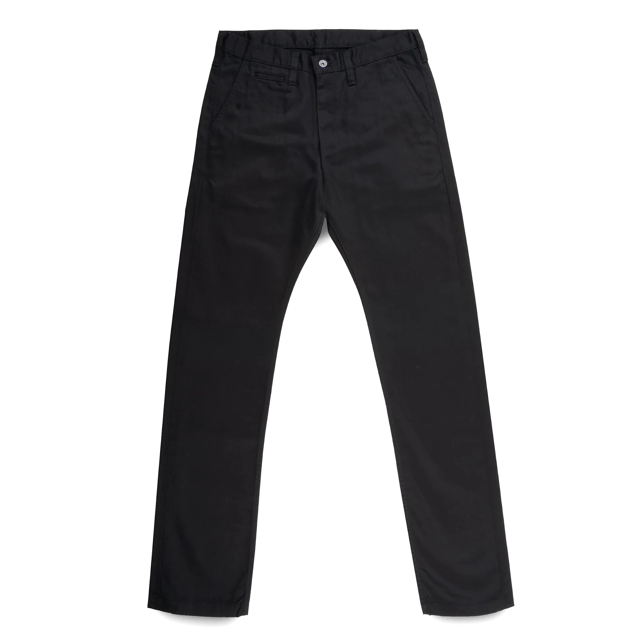 IH-727-BLK 9oz Mercerised Selvedge Cotton Medium/High Rise Tapered Chinos - Black