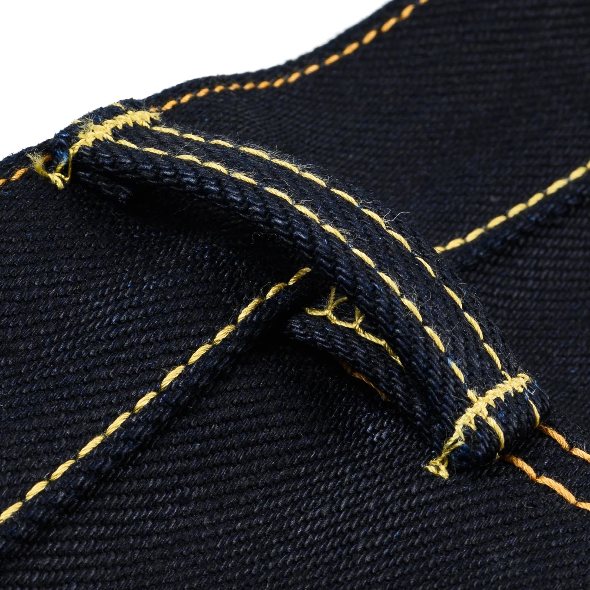 IH-888-XHSib 25oz Selvedge Denim Medium/High Rise Tapered Cut Jeans - Indigo/Black