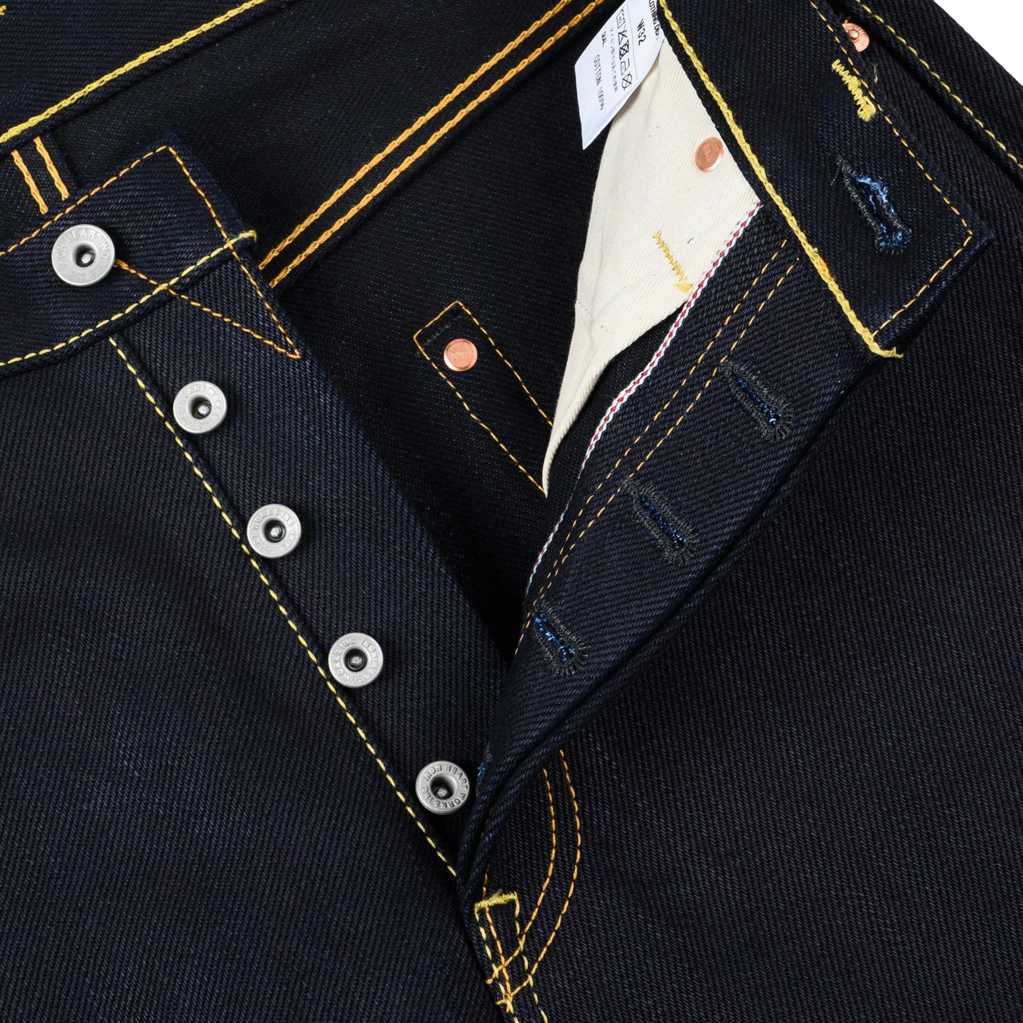 IH-888-XHSib 25oz Selvedge Denim Medium/High Rise Tapered Cut Jeans - Indigo/Black