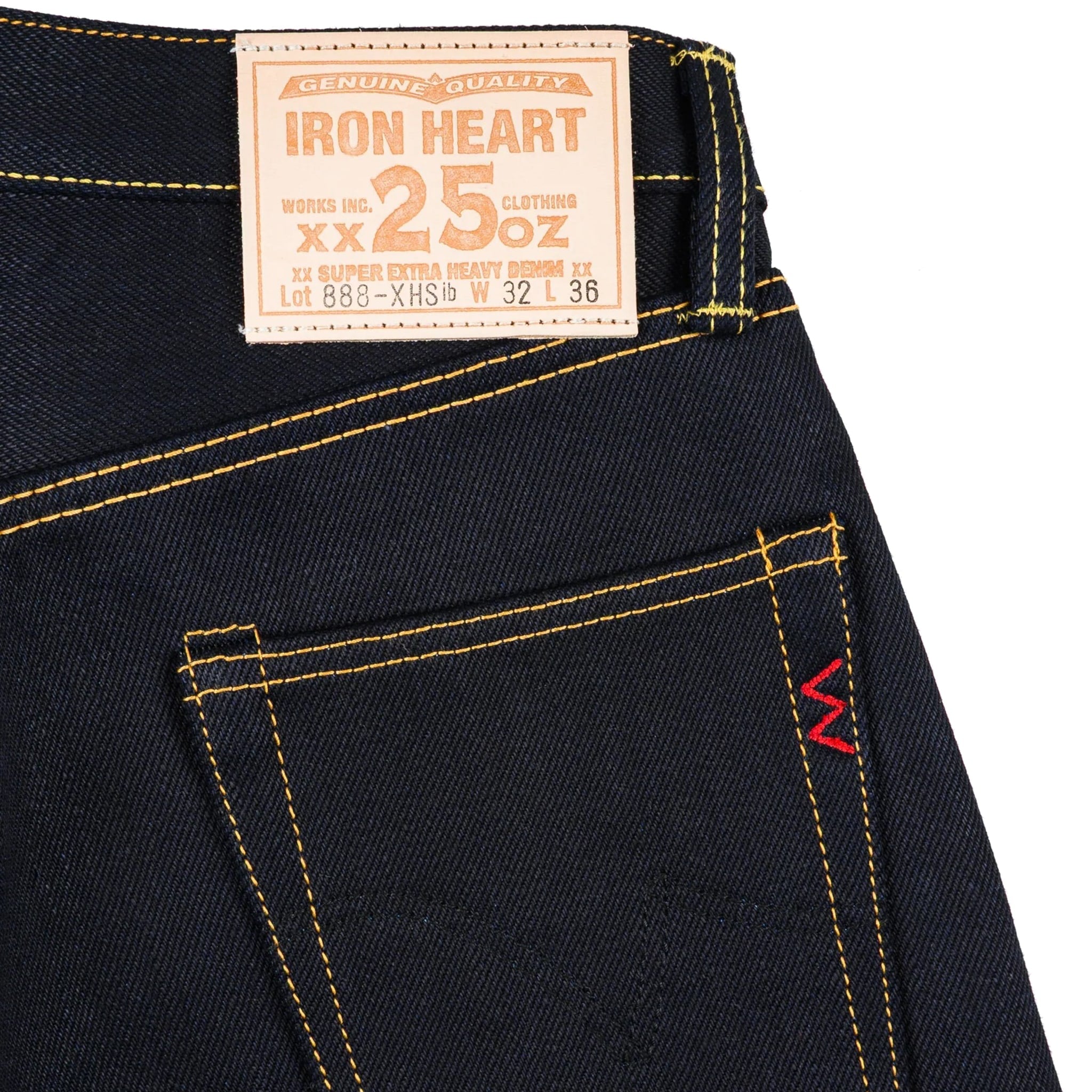 IH-888-XHSib 25oz Selvedge Denim Medium/High Rise Tapered Cut Jeans - Indigo/Black