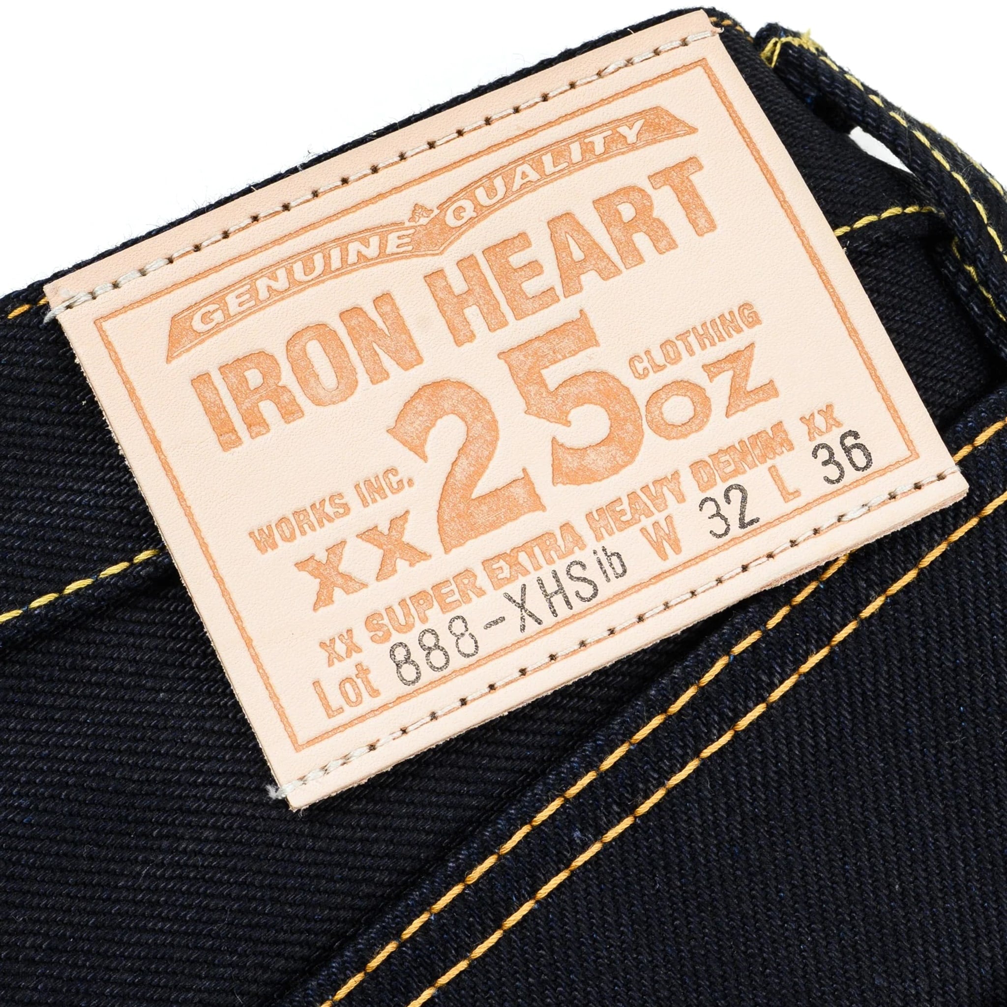 IH-888-XHSib 25oz Selvedge Denim Medium/High Rise Tapered Cut Jeans - Indigo/Black