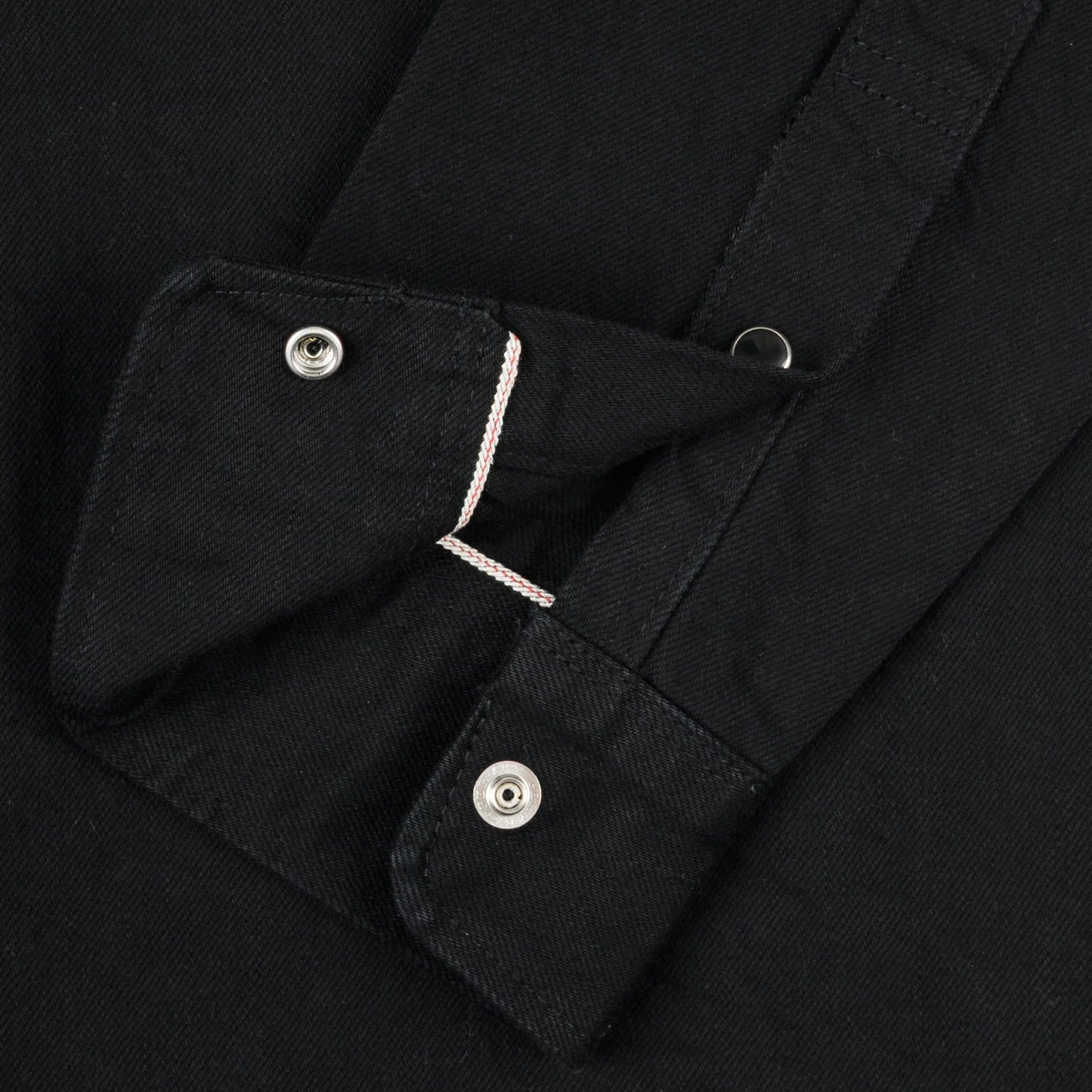IHSH-338-BLK 12oz Selvedge Denim Work Shirt With Snaps - Black