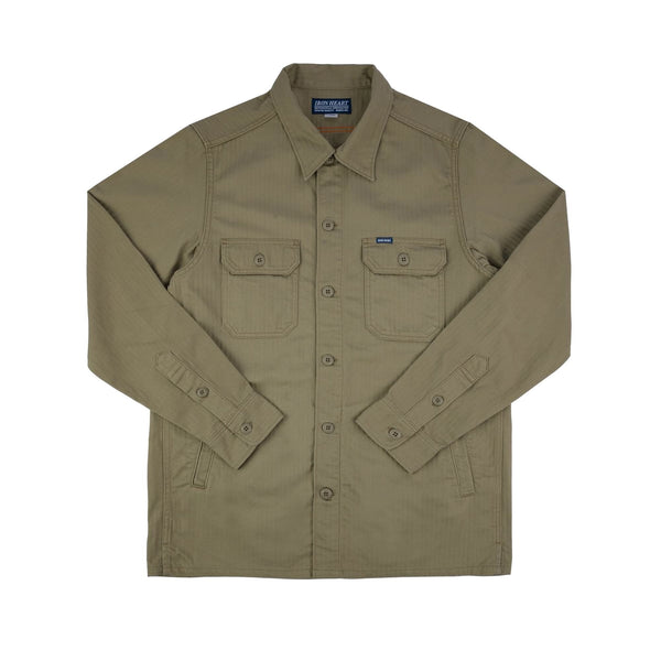IHSH-385-BEI 9oz Herringbone Military Shirt - Beige