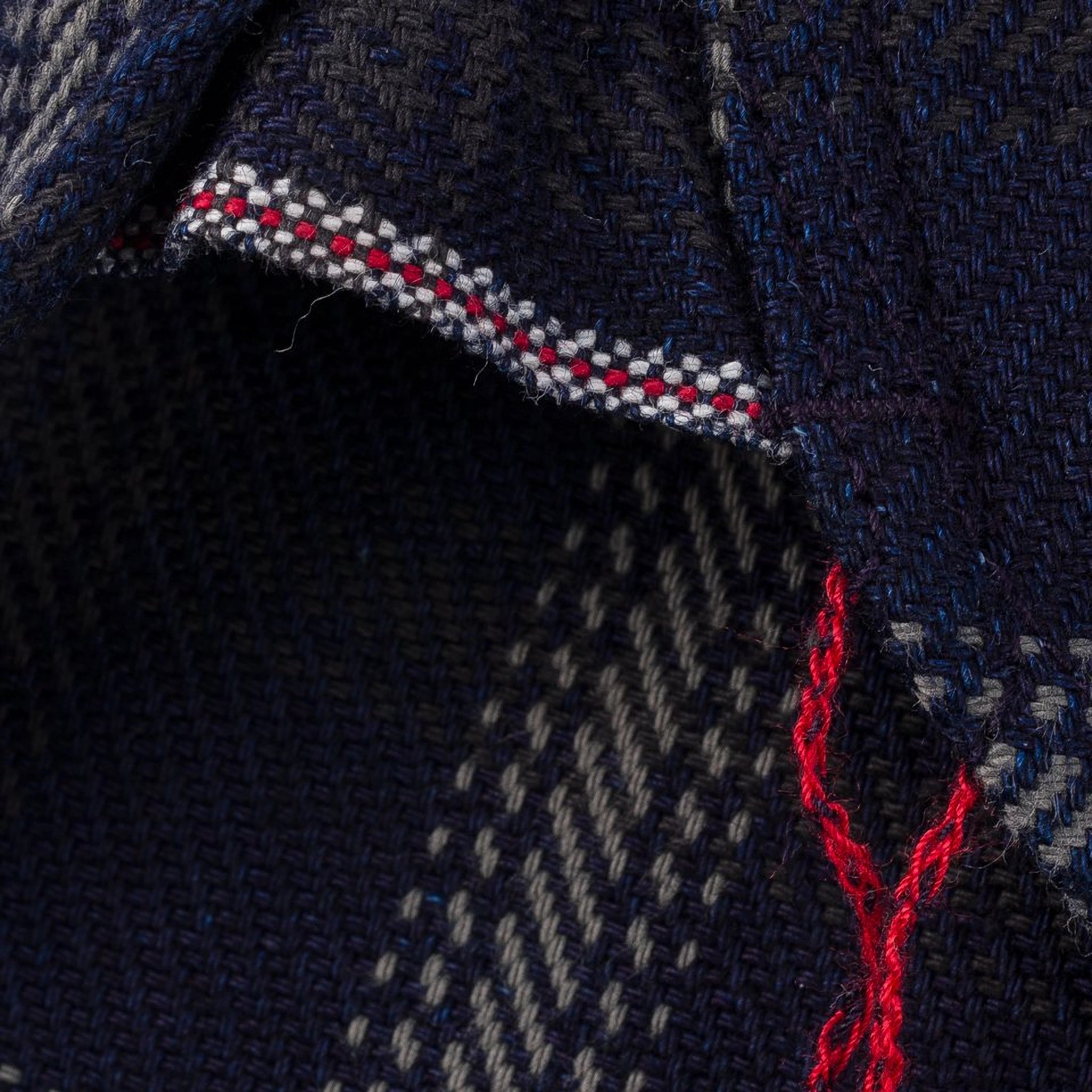 IHSH-412-BLK 9oz Selvedge Indigo Check Flannel Work Shirt - Black