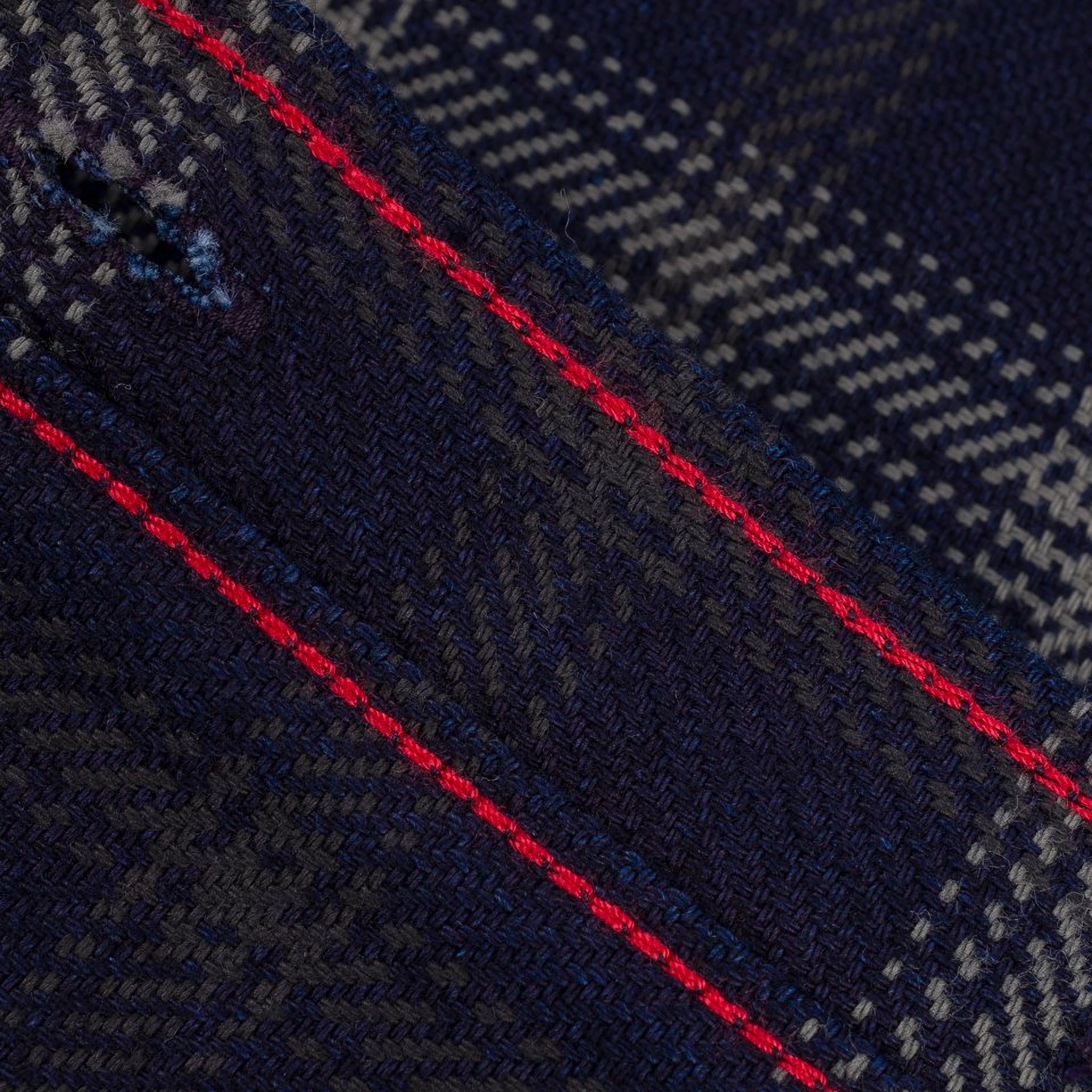 IHSH-412-BLK 9oz Selvedge Indigo Check Flannel Work Shirt - Black