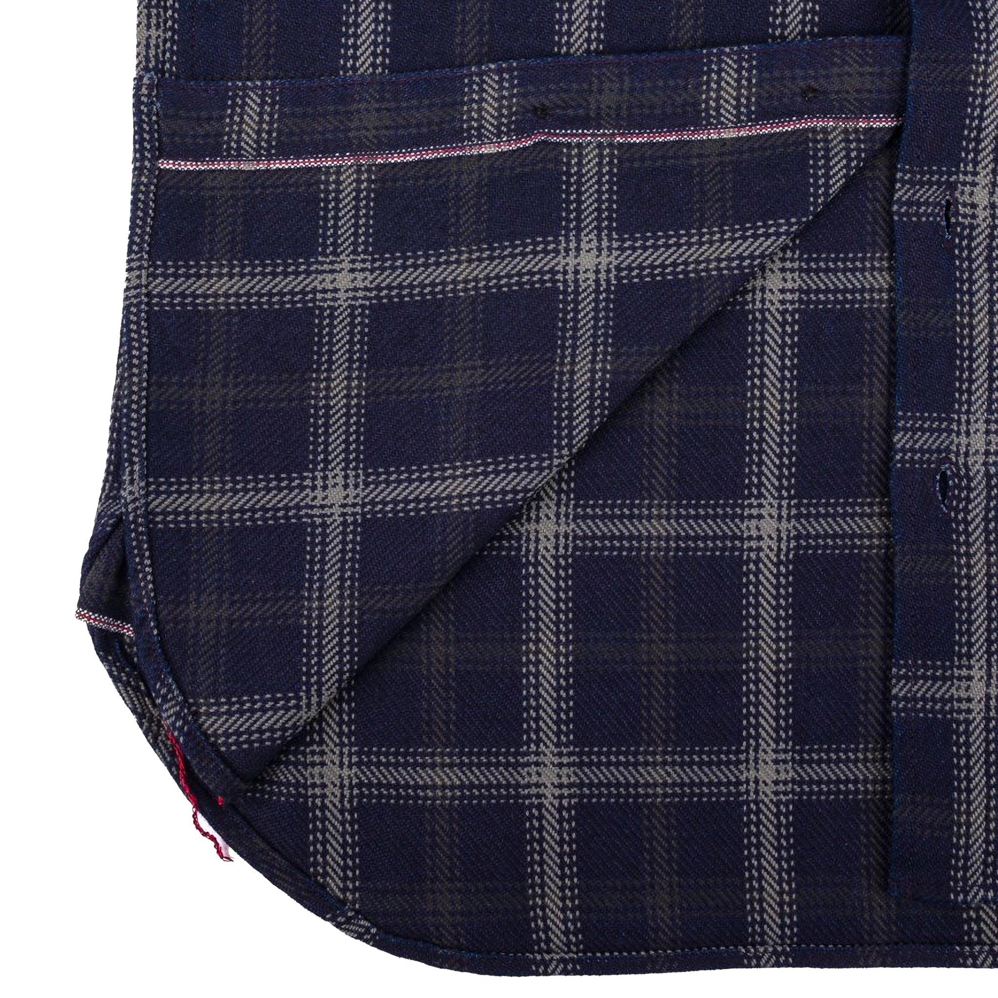 IHSH-412-BLK 9oz Selvedge Indigo Check Flannel Work Shirt - Black