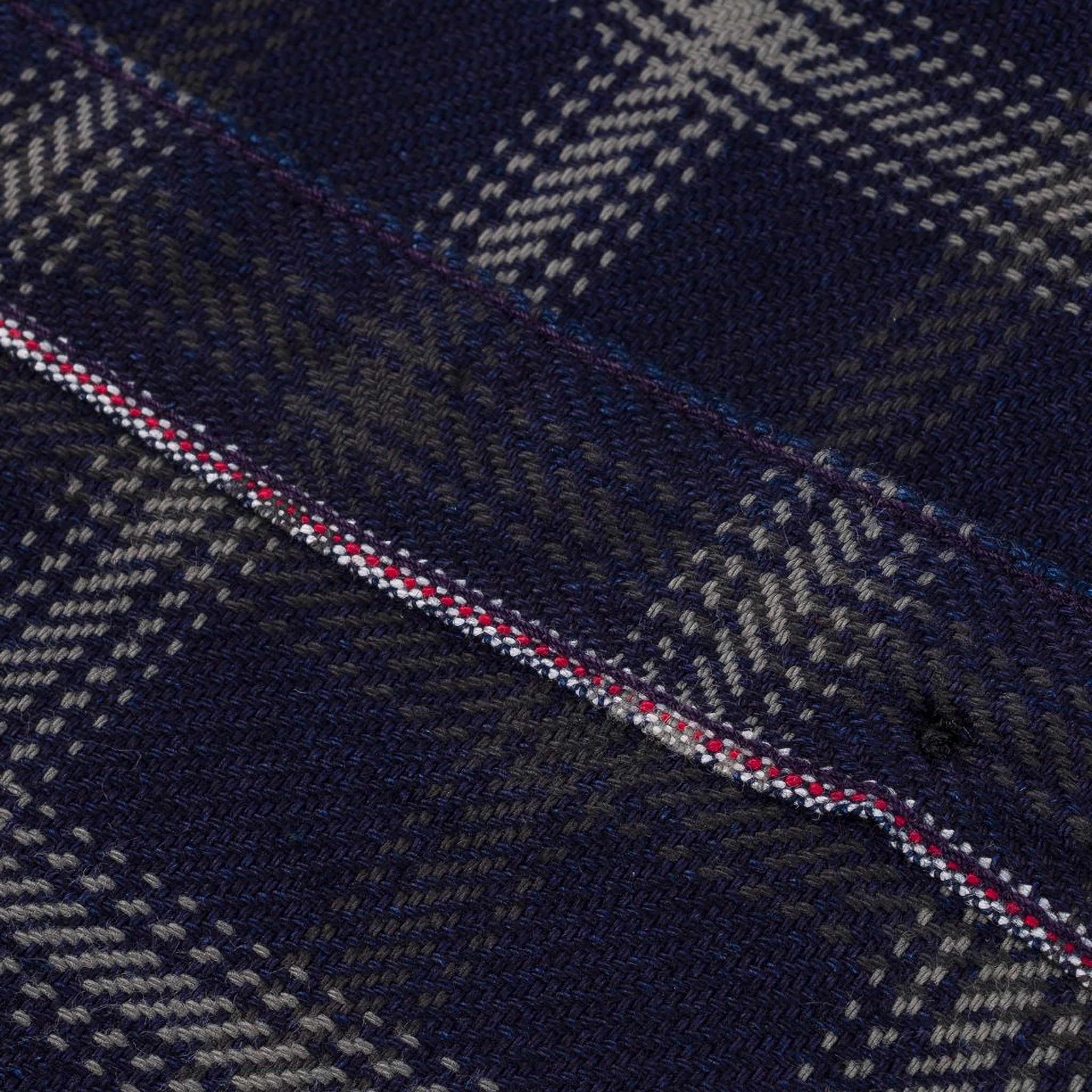 IHSH-412-BLK 9oz Selvedge Indigo Check Flannel Work Shirt - Black
