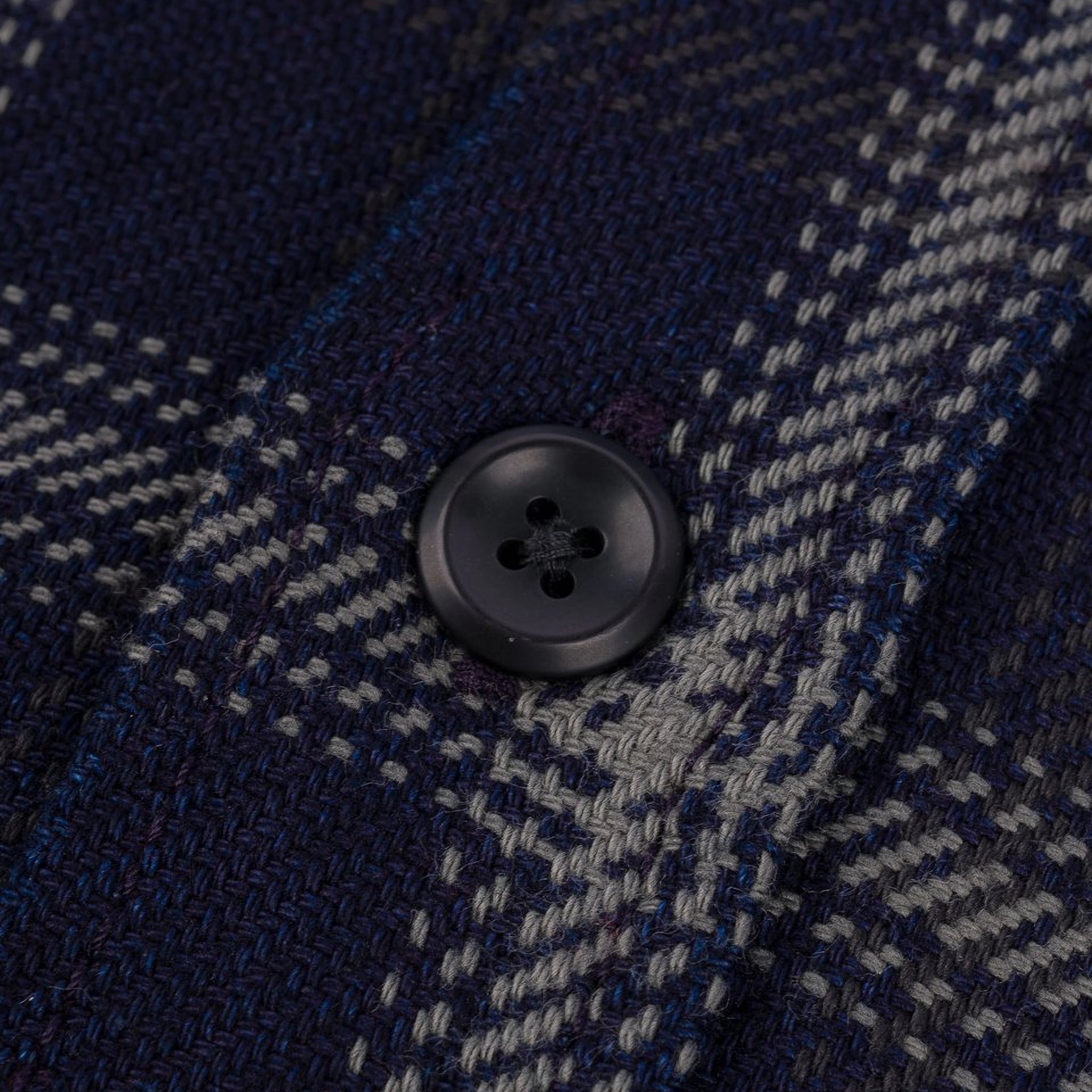 IHSH-412-BLK 9oz Selvedge Indigo Check Flannel Work Shirt - Black