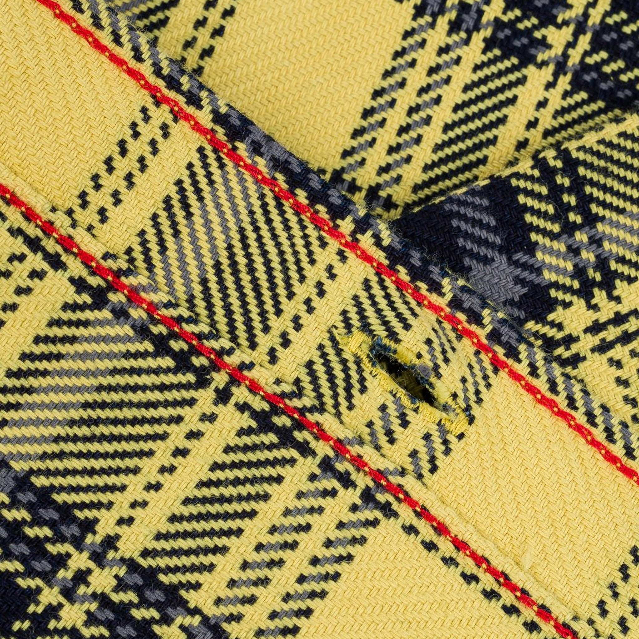 IHSH-412-YEL 9oz Selvedge Indigo Check Flannel Work Shirt - Yellow