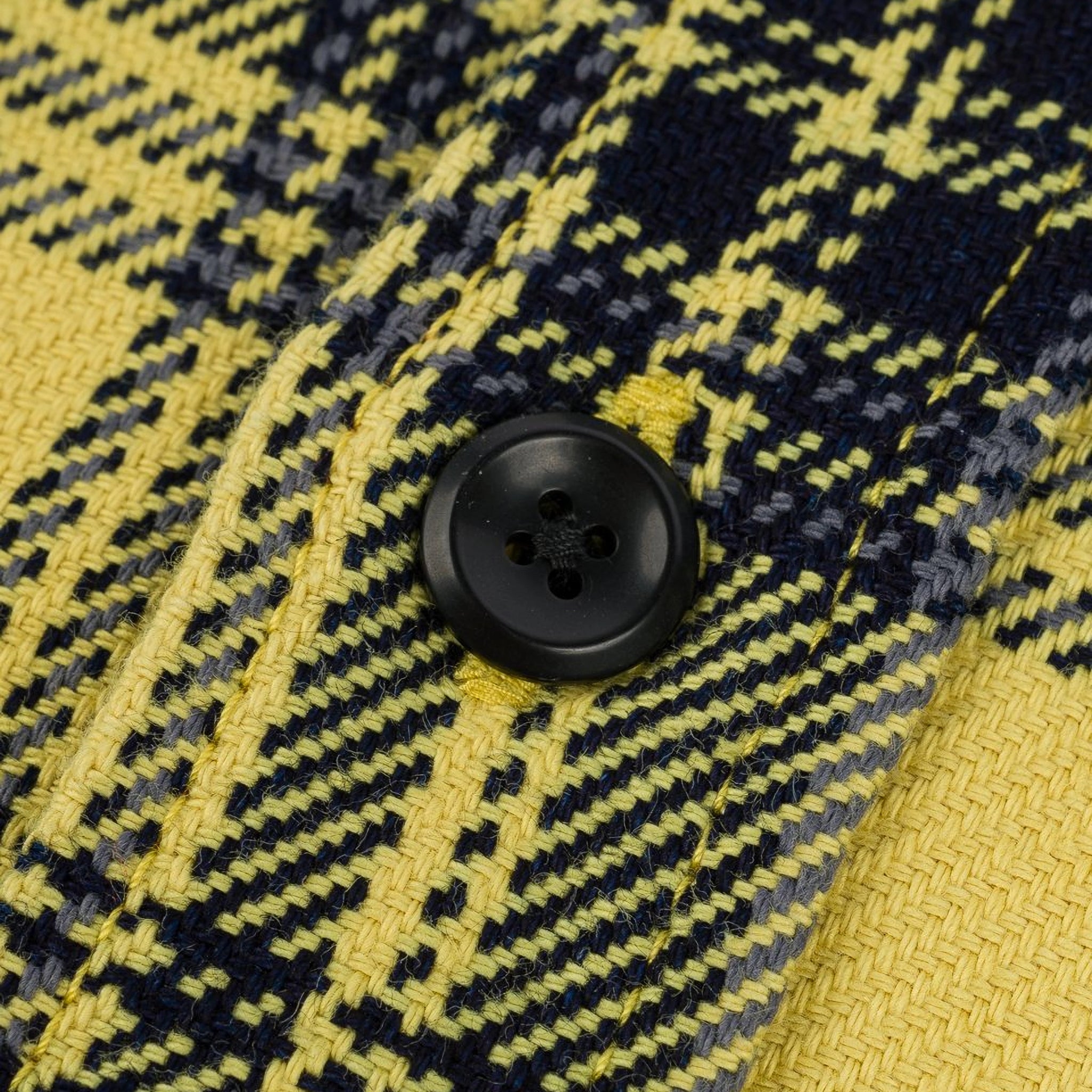 IHSH-412-YEL 9oz Selvedge Indigo Check Flannel Work Shirt - Yellow