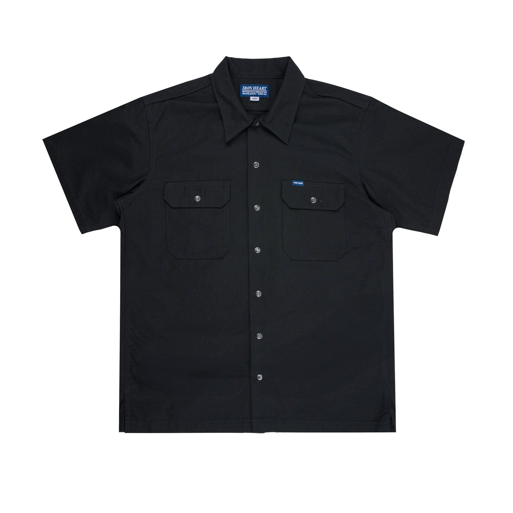 IHSH-415-BLK 8oz Ripstop Short Sleeved Mechanic Shirt - Black