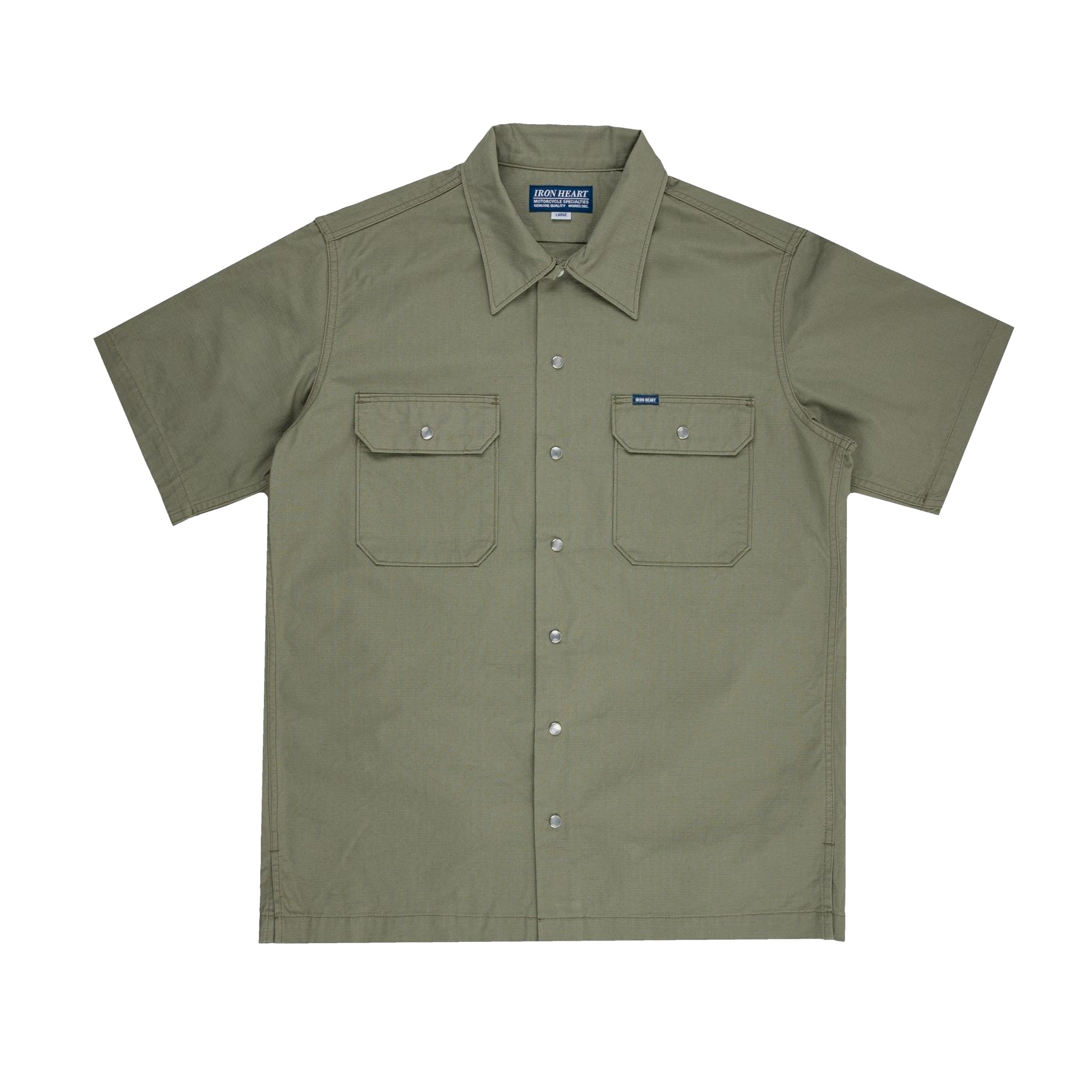IHSH-415-GRN 8oz Ripstop Short Sleeved Mechanic Shirt - Green