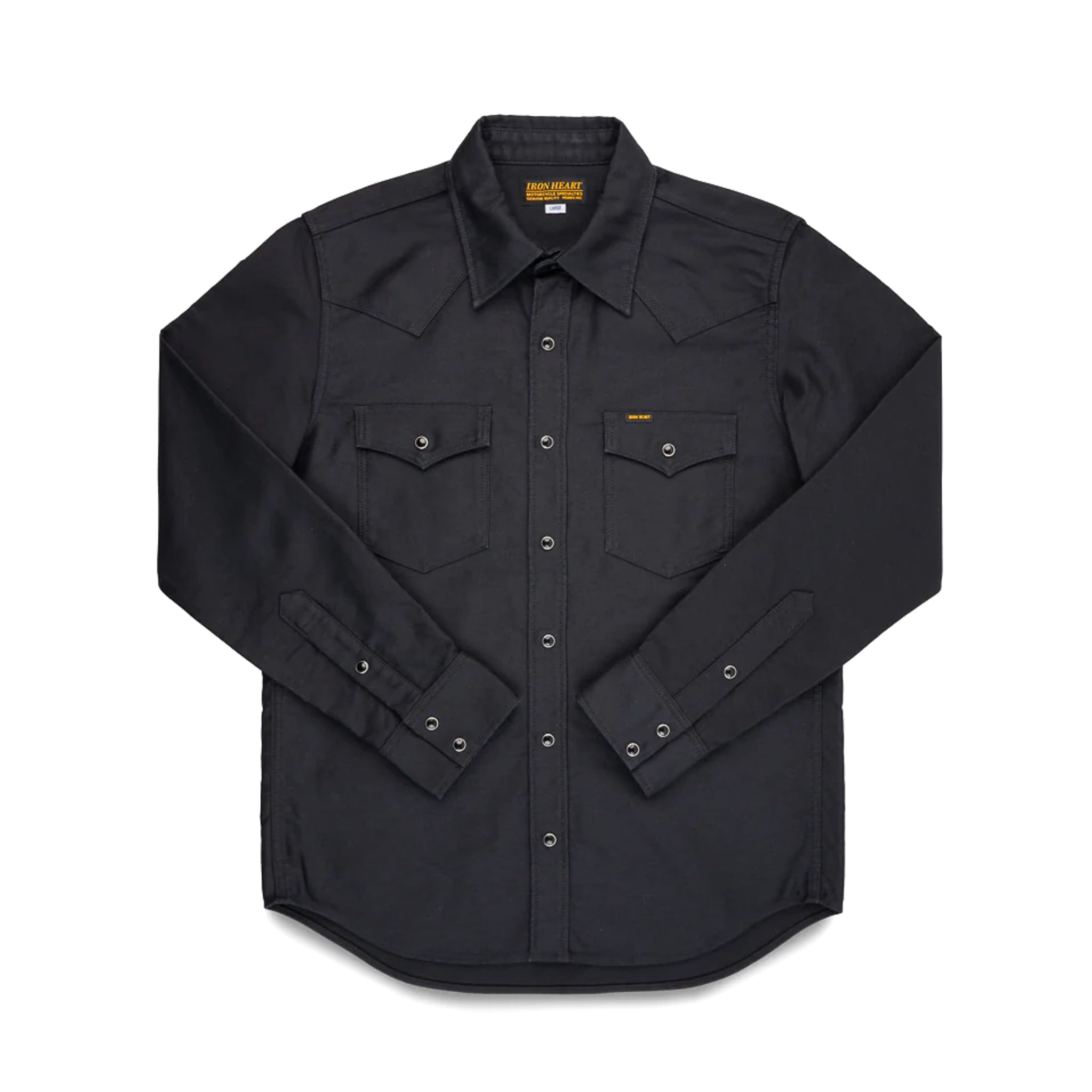 Iron Heart IHSH-426-BLK 12oz Military Moleskin Western Shirt Black
