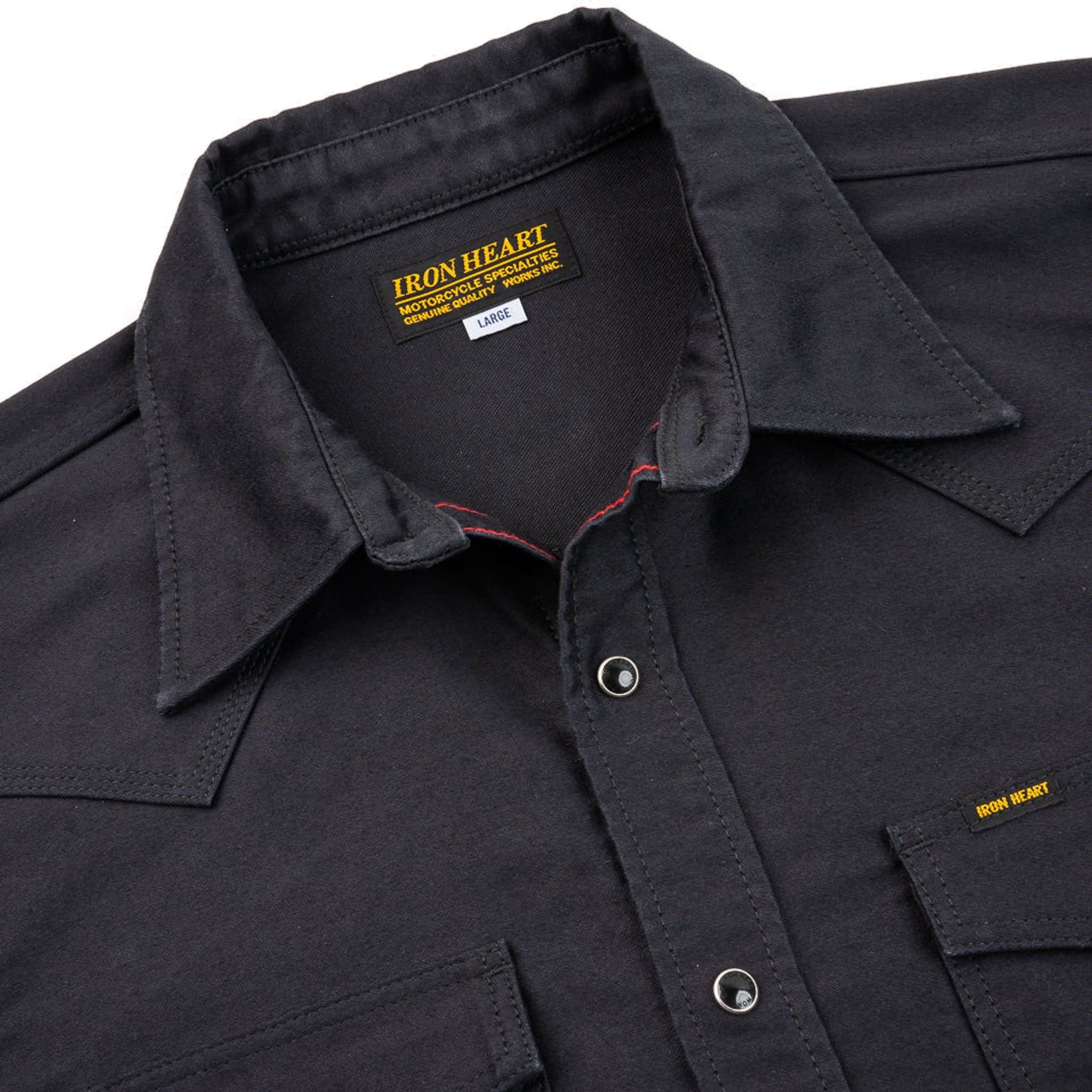 IHSH-426-BLK 12oz Military Moleskin Western Shirt - Black