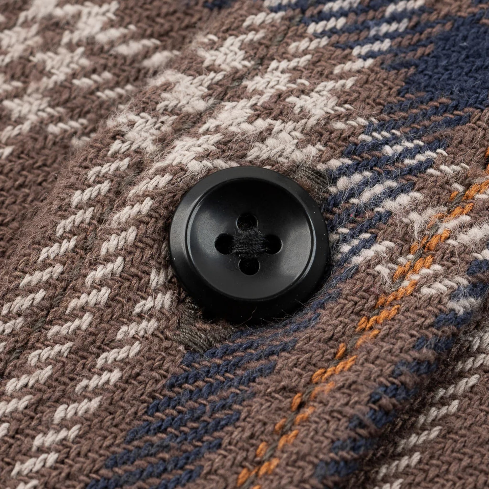 IHSH-430-BRN Slubby Heavy Flannel Check Work Overshirt - Brown