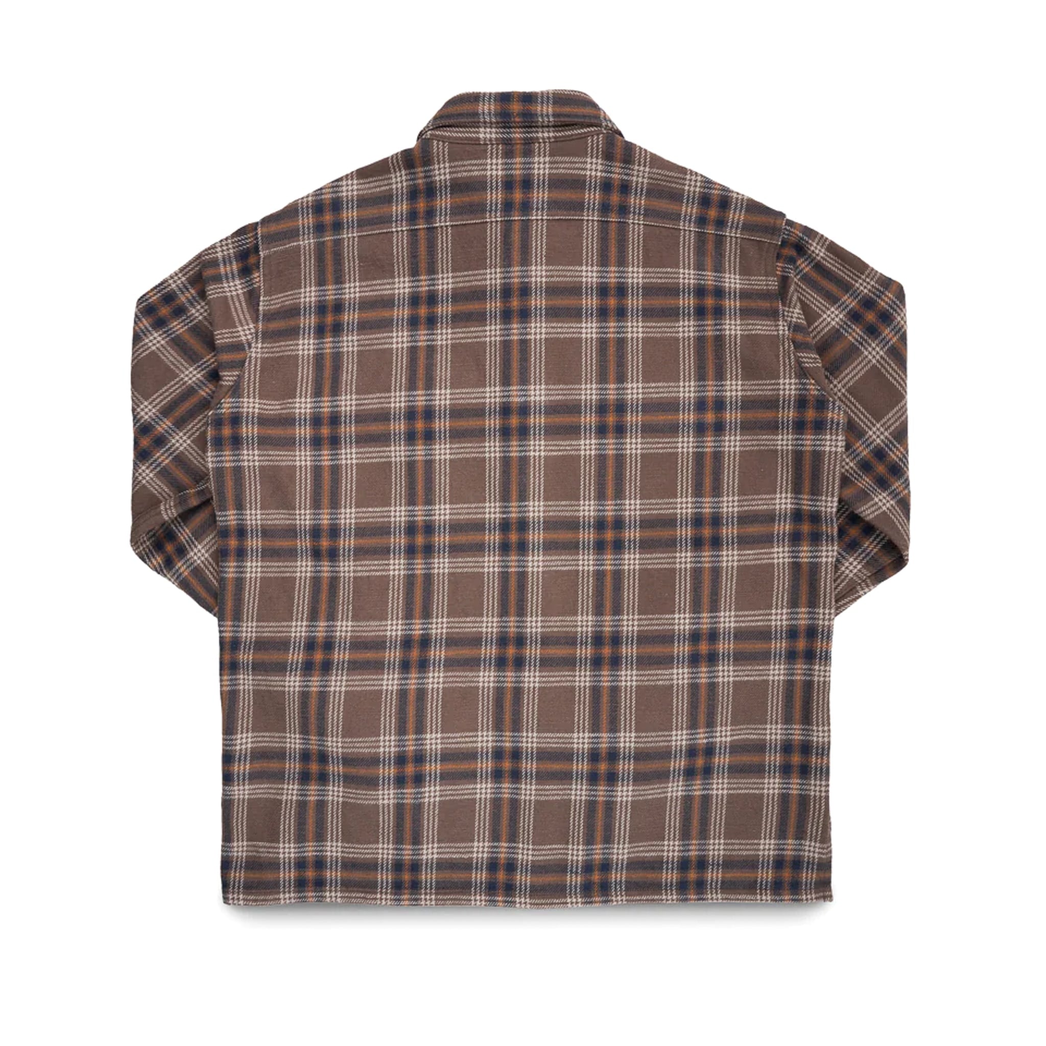 IHSH-430-BRN Slubby Heavy Flannel Check Work Overshirt - Brown