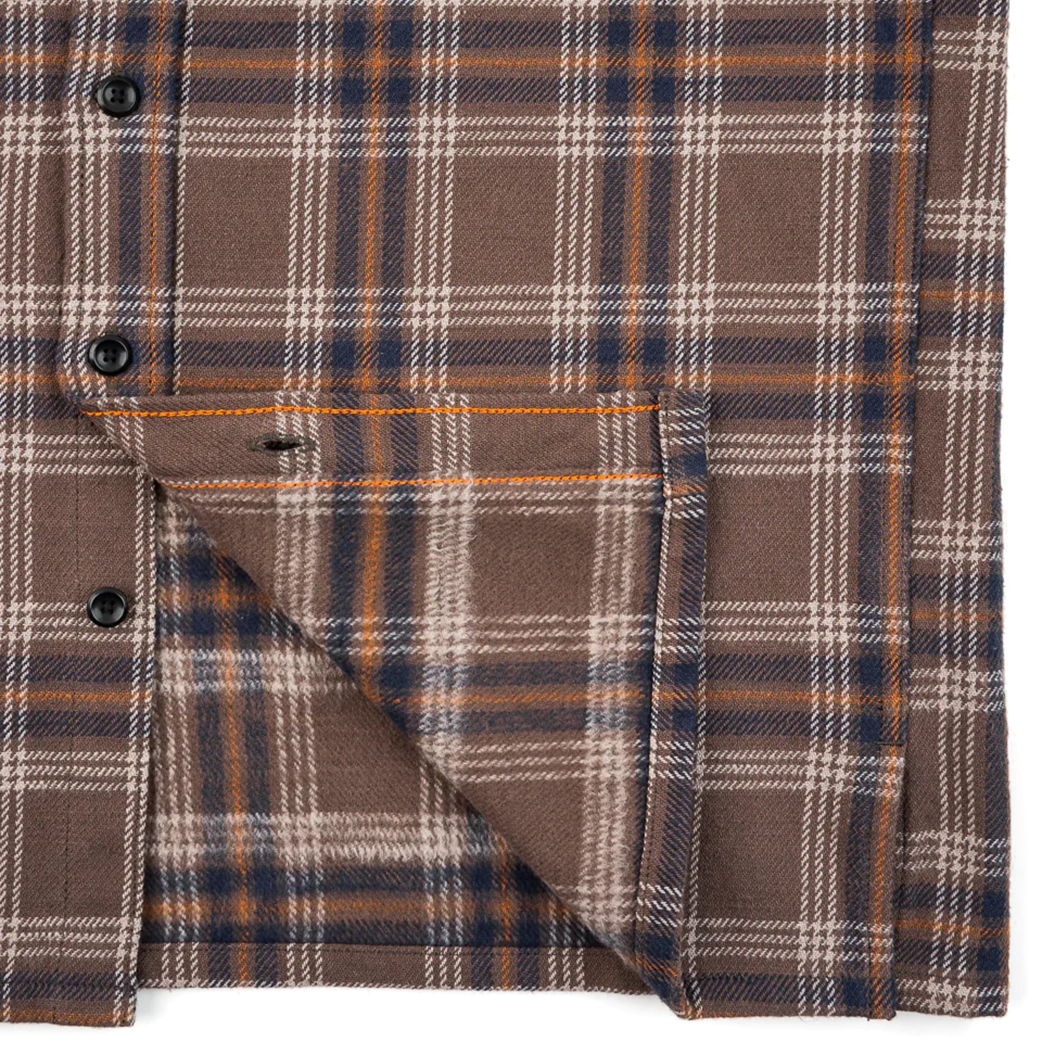 IHSH-430-BRN Slubby Heavy Flannel Check Work Overshirt - Brown