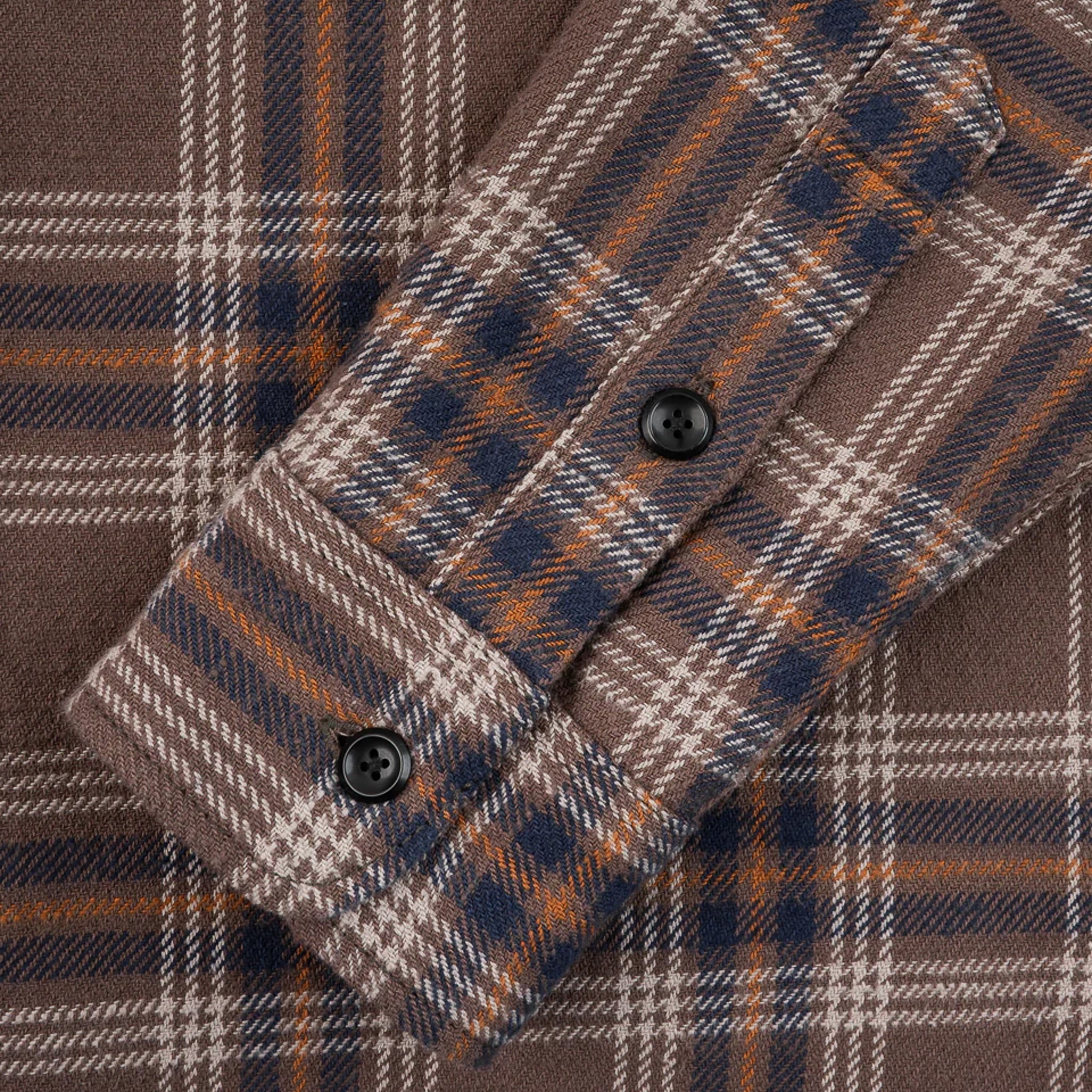 IHSH-430-BRN Slubby Heavy Flannel Check Work Overshirt - Brown