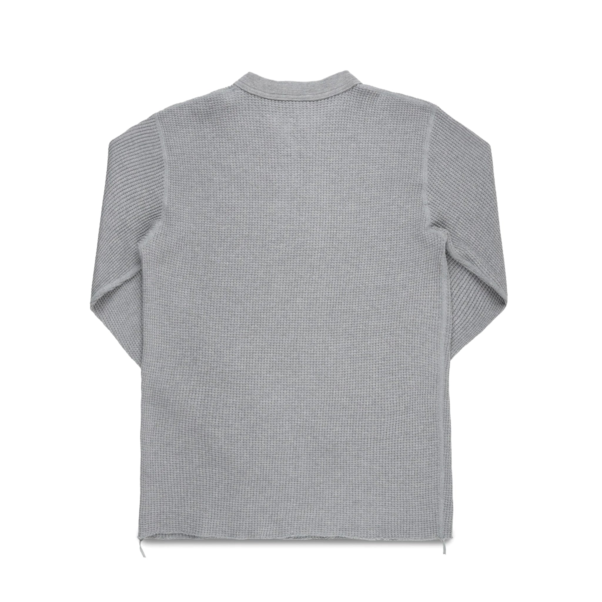 IHTL-1213-GRY Waffle Knit Long Sleeved Thermal Henley - Grey