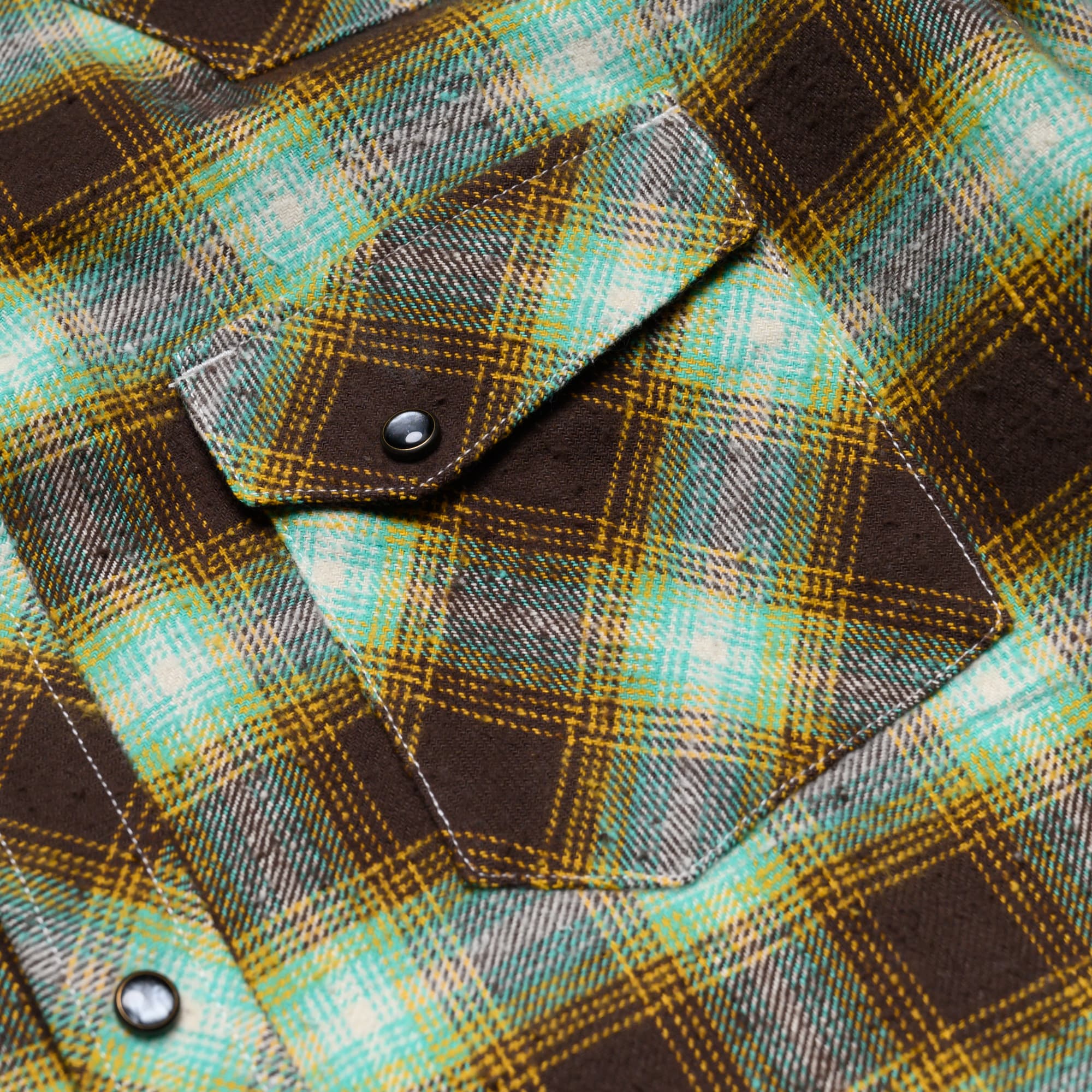 Dawson Selvedge Flannel Check - Brown/Yellow/Turqoise