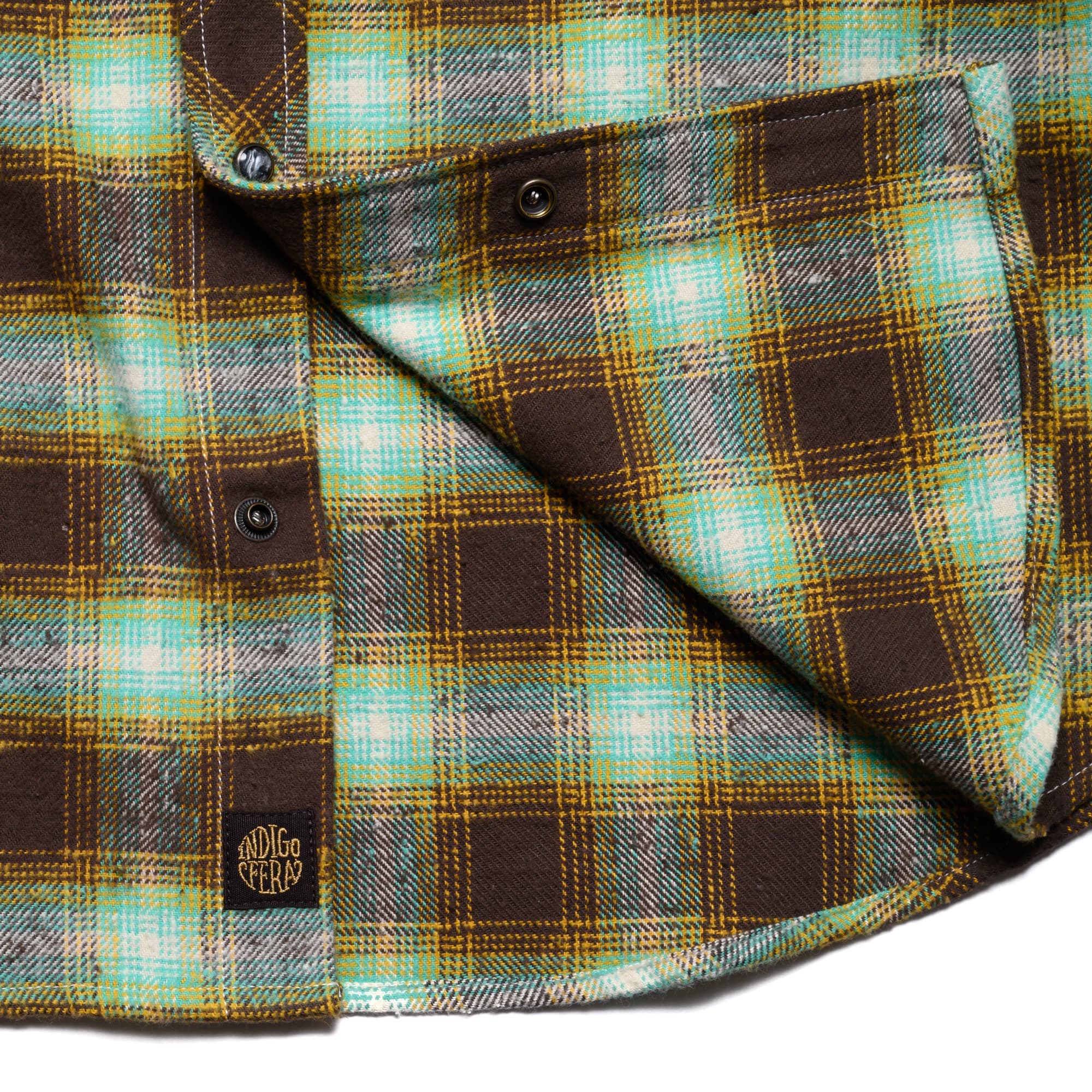 Dawson Selvedge Flannel Check - Brown/Yellow/Turqoise