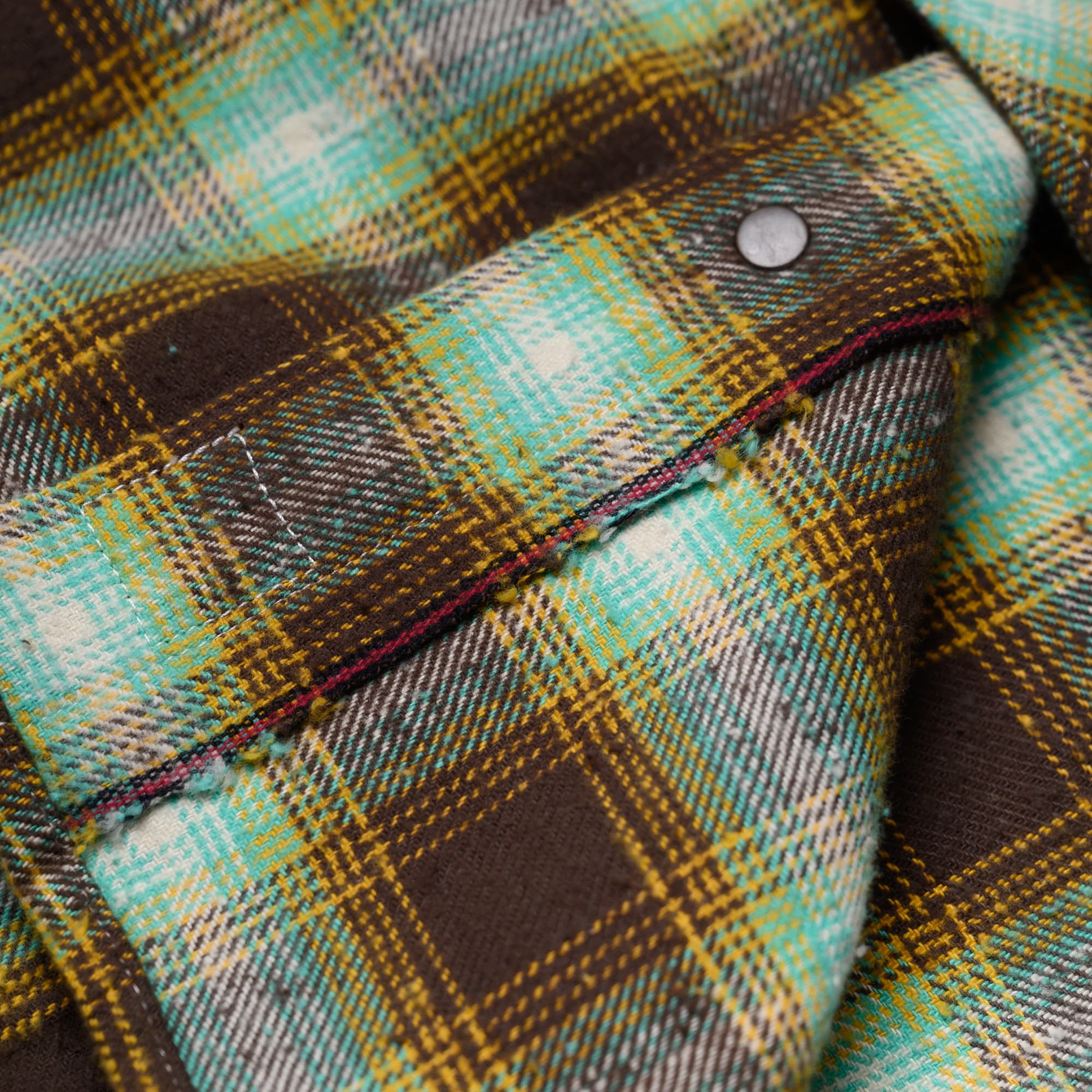 Dawson Selvedge Flannel Check - Brown/Yellow/Turqoise