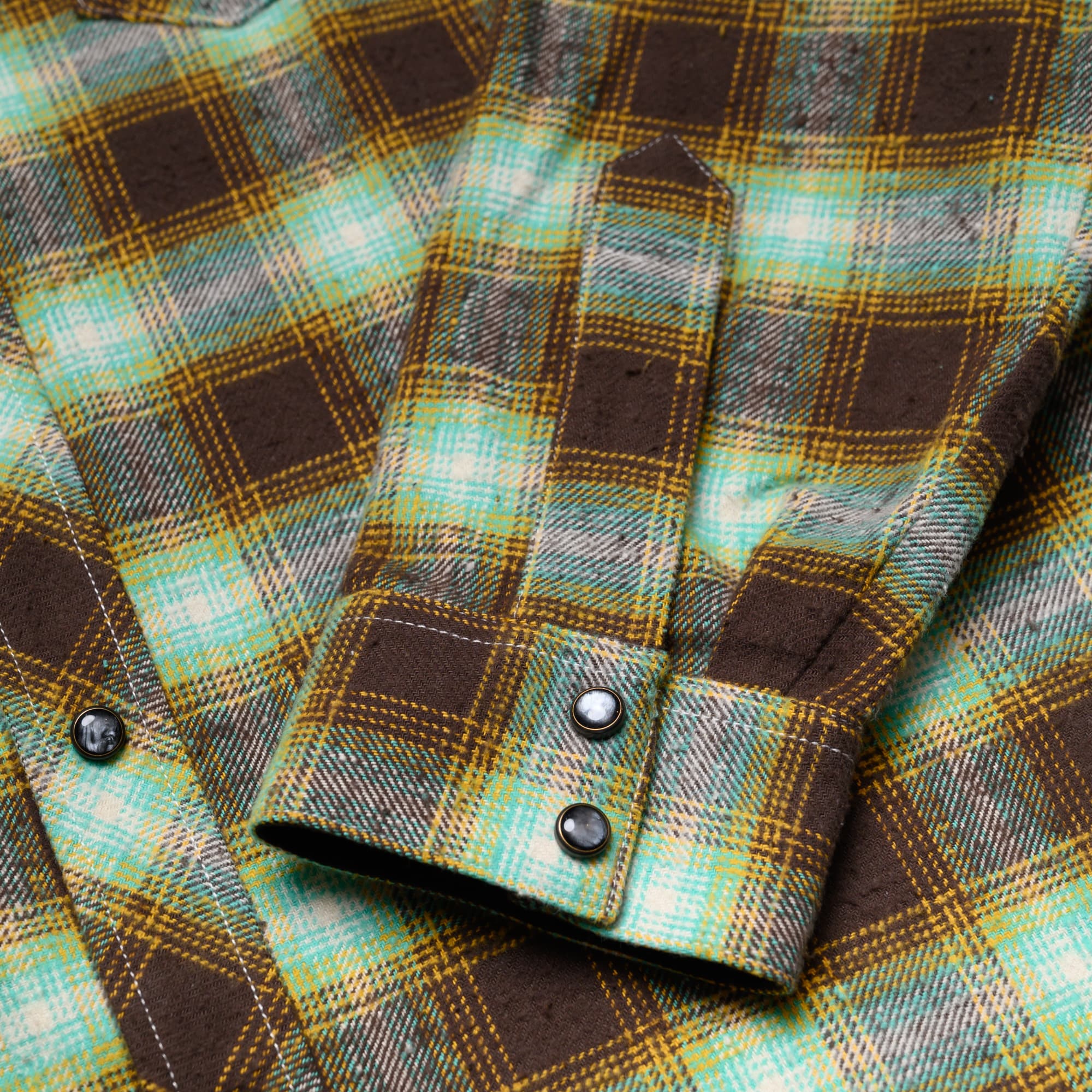 Dawson Selvedge Flannel Check - Brown/Yellow/Turqoise