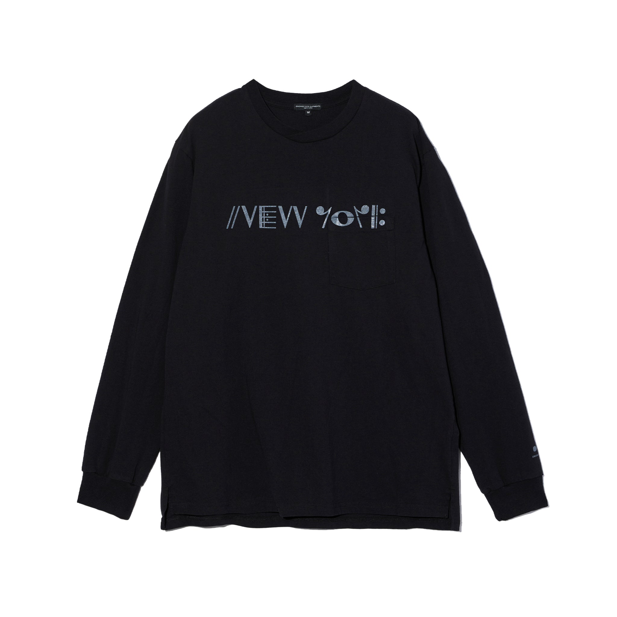 トップス Engineered Garments Printed L/S Tee L Engineered Garments Printed Cross Crew Neck LS T-Shirt Black
