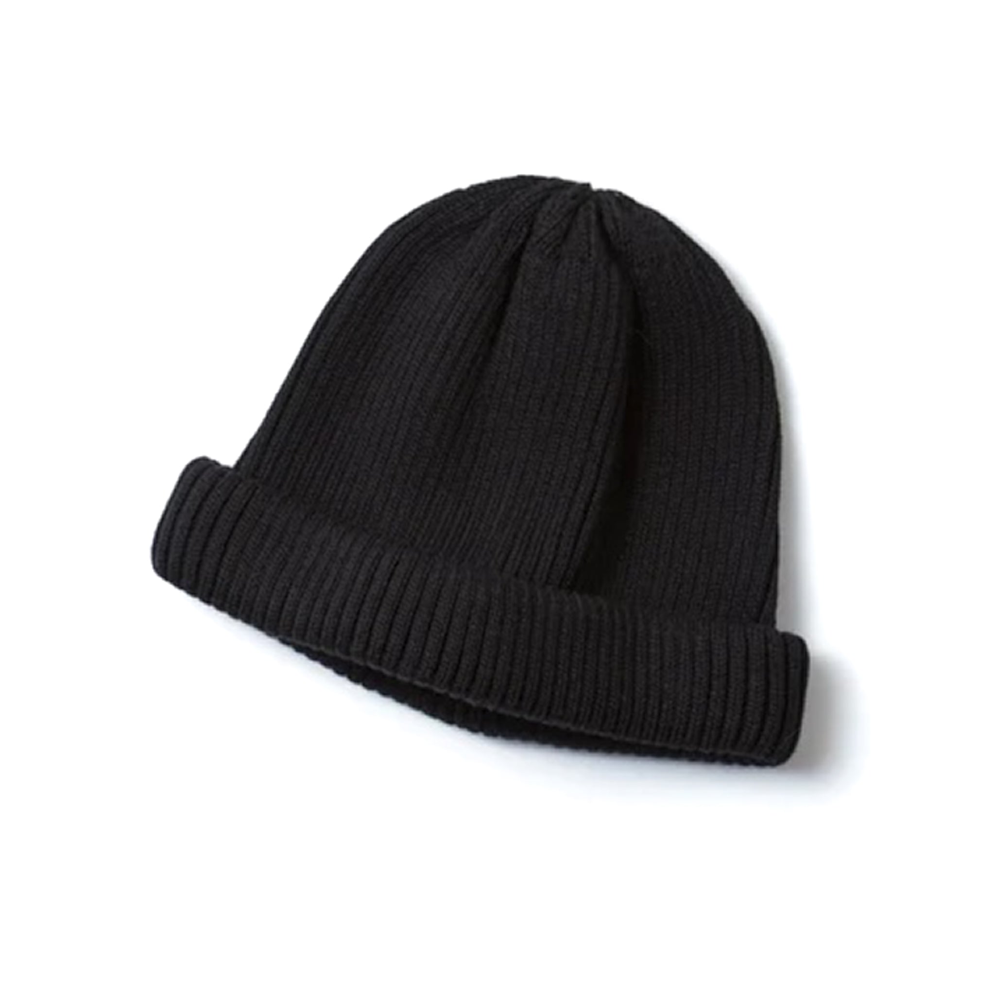 RoToTo R5021 Cotton Roll Up Beanie Black | BlackBlue