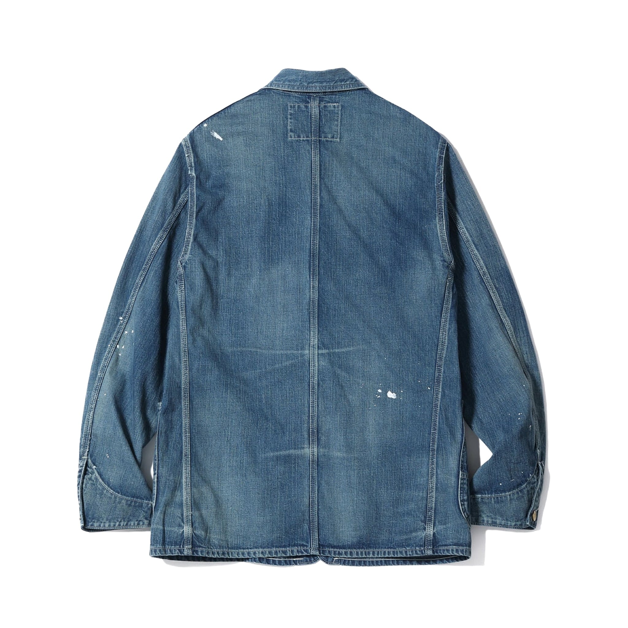 SC15708 11oz Blue Denim Work Coat Aged Model