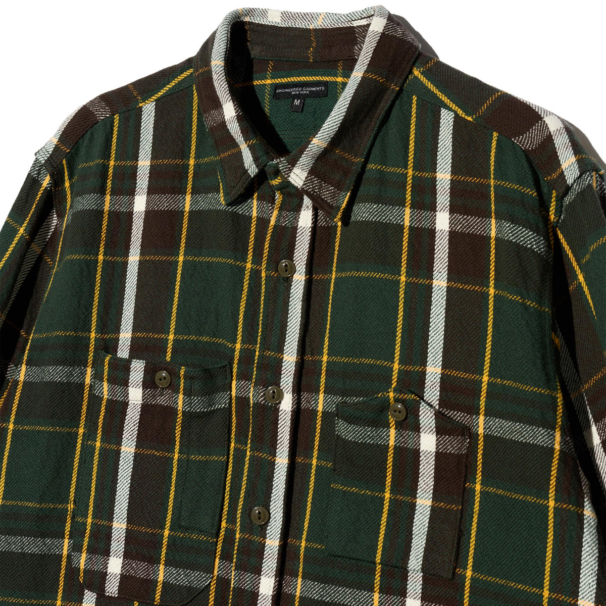 Work Shirt - Olive/Brown Cotton Heavy Twill Plaid