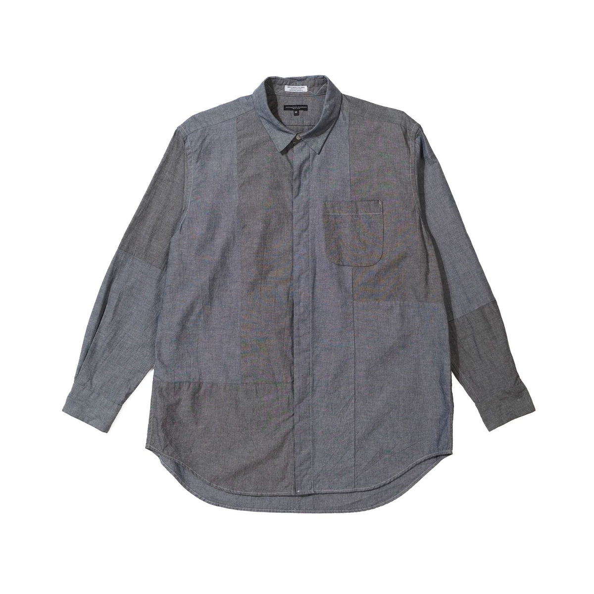 Engineered Garments Combo Short Collar Shirt Grey Cotton Chambray 