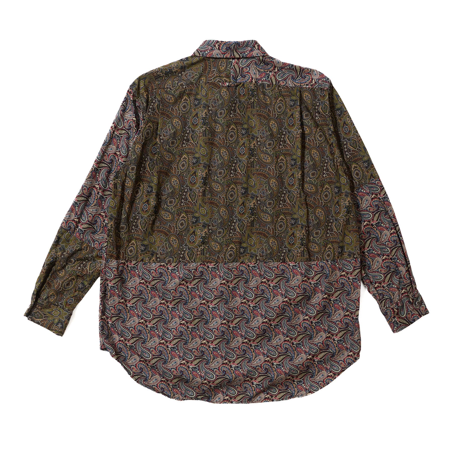 Combo Short Collar Shirt - Olive/Black Cotton Paisley Print