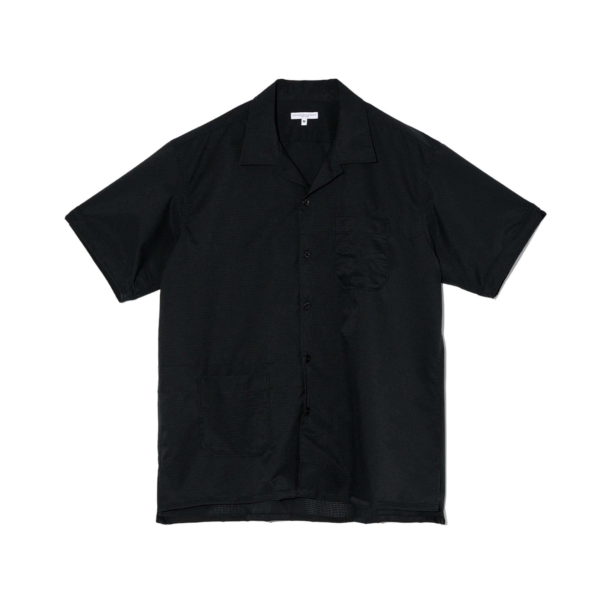 Engineered Garments Camp Shirt Black Polyester Mesh | BlackBlue