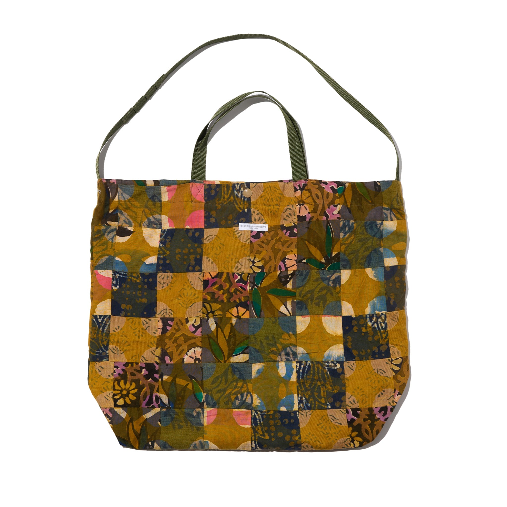 Engineered Garments Carry All Tote Olive Cotton Multi Pattern