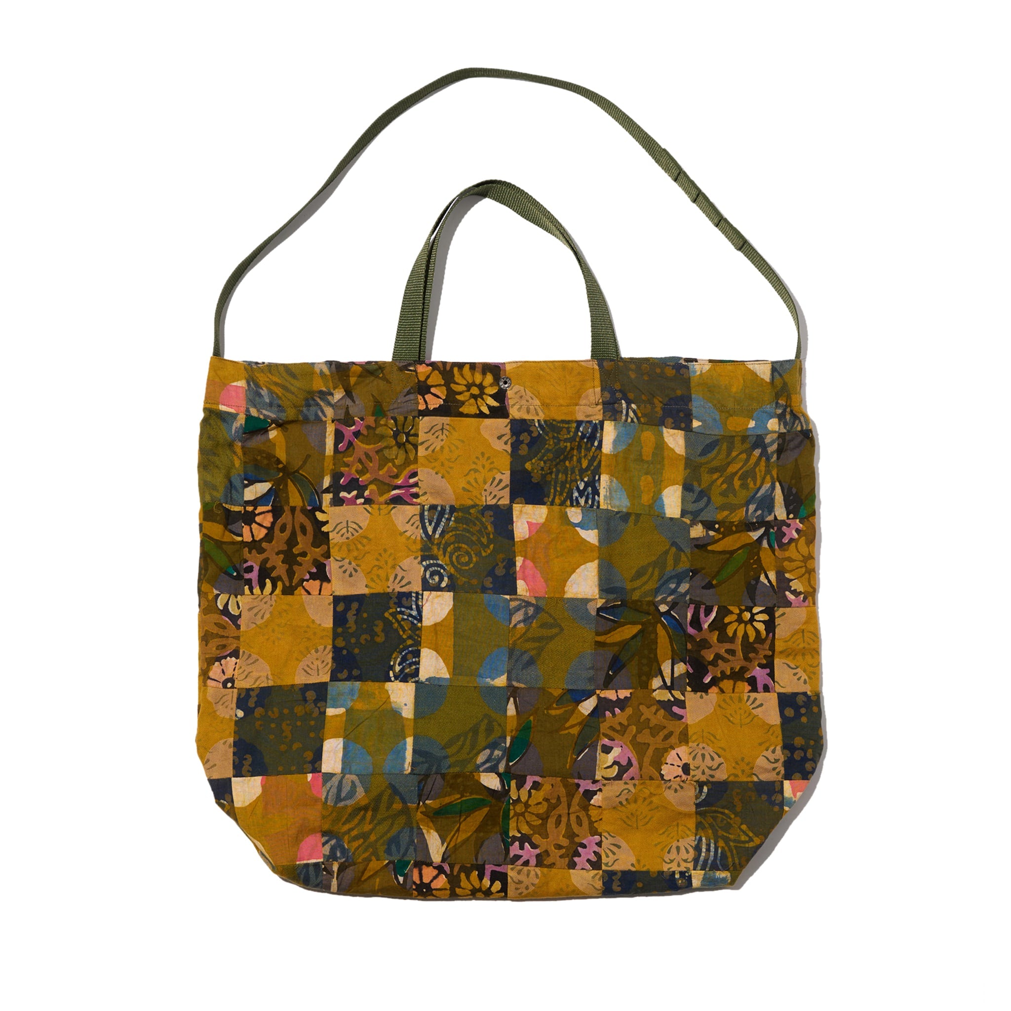 Carry All Tote - Olive Cotton Multi Pattern Patchwork
