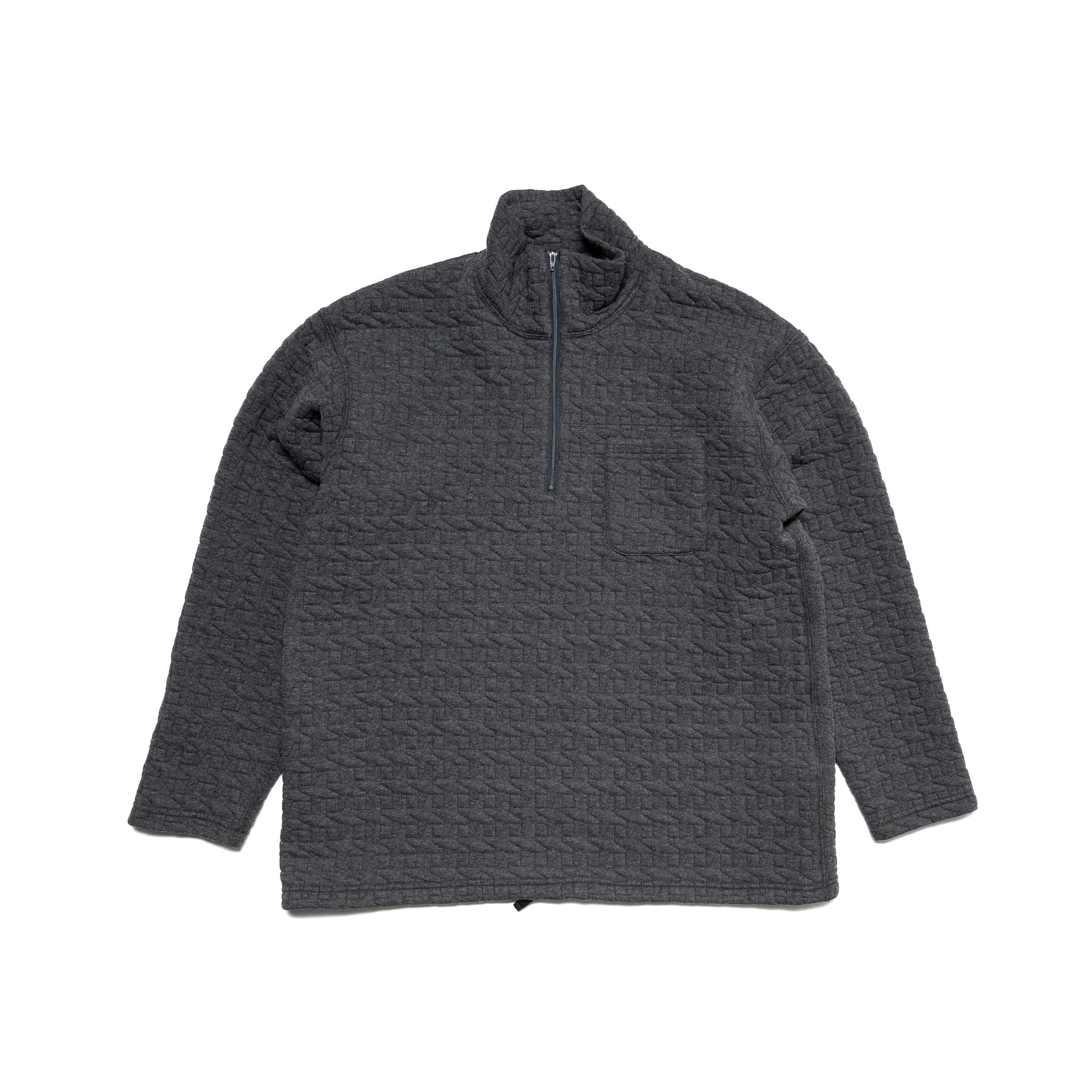 Zip Mock Neck - Charcoal PC Quilted Jersey